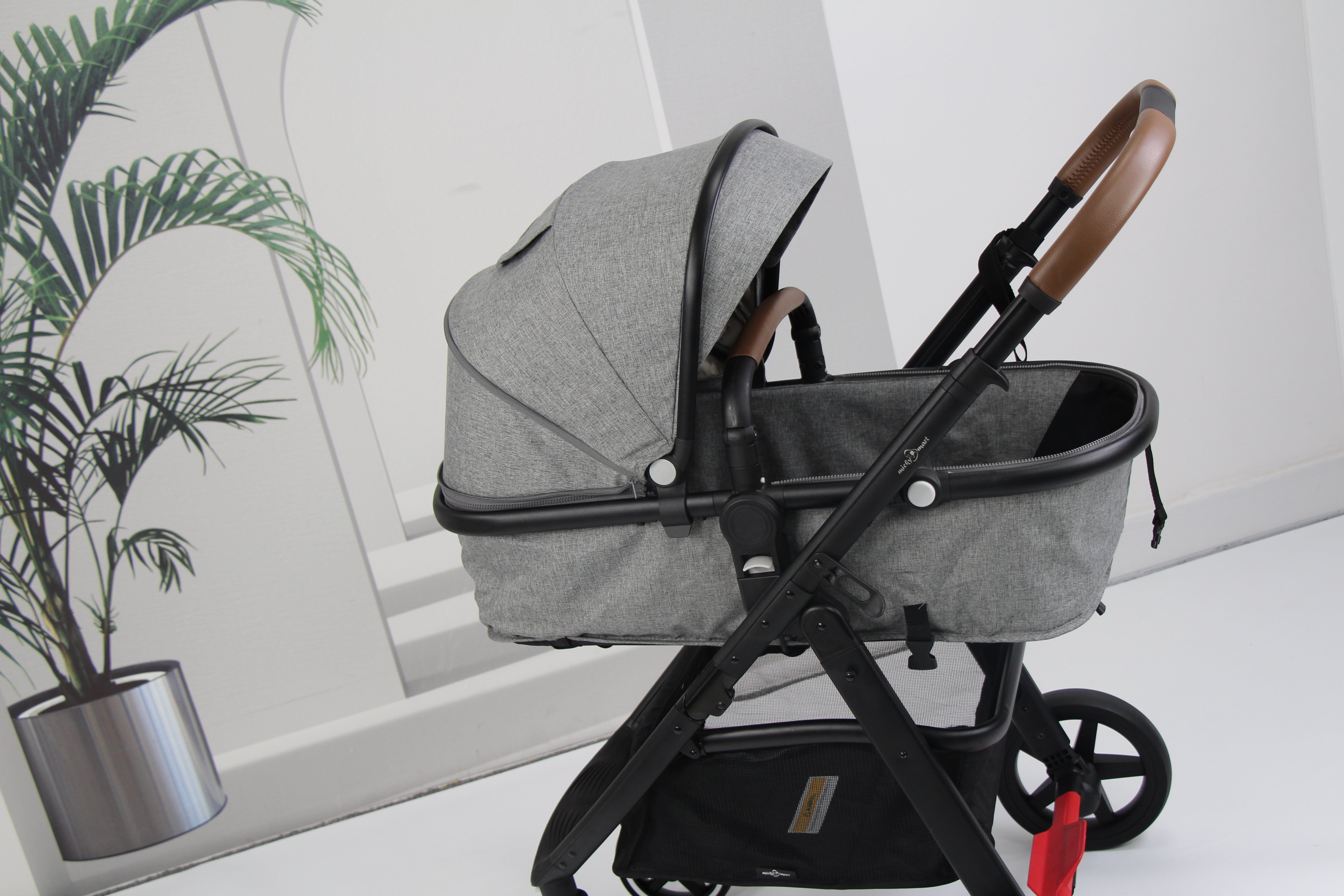 Baby pram / stroller 2 in 1 convertible - grey - Micky Mart