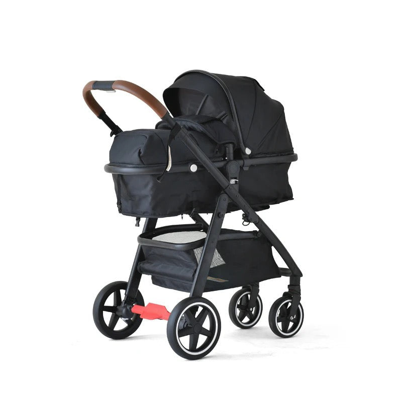 Baby pram / Stroller 2 in 1 convertible bassinet -Black - Micky Mart