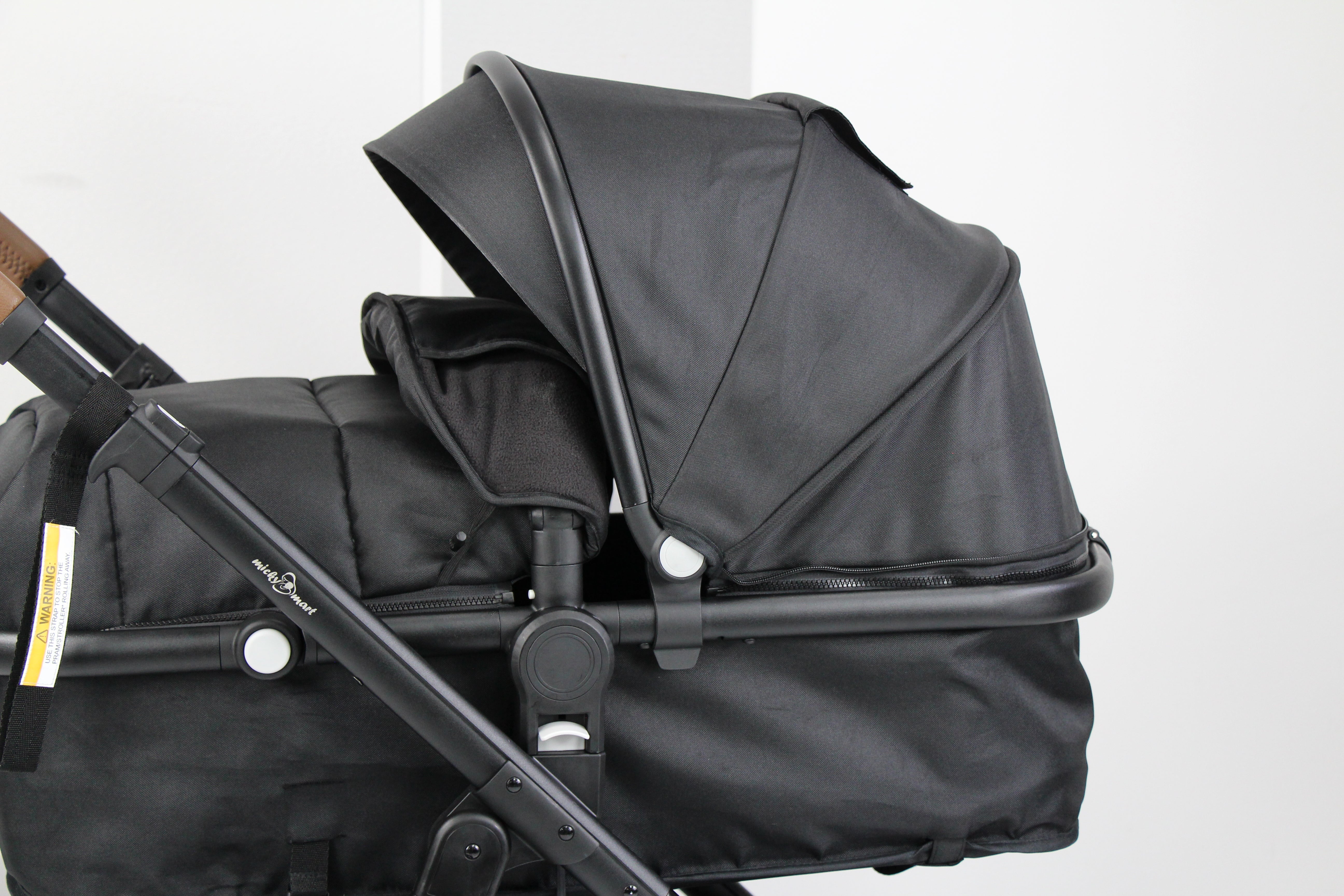 Baby pram / Stroller 2 in 1 convertible bassinet -Black - Micky Mart