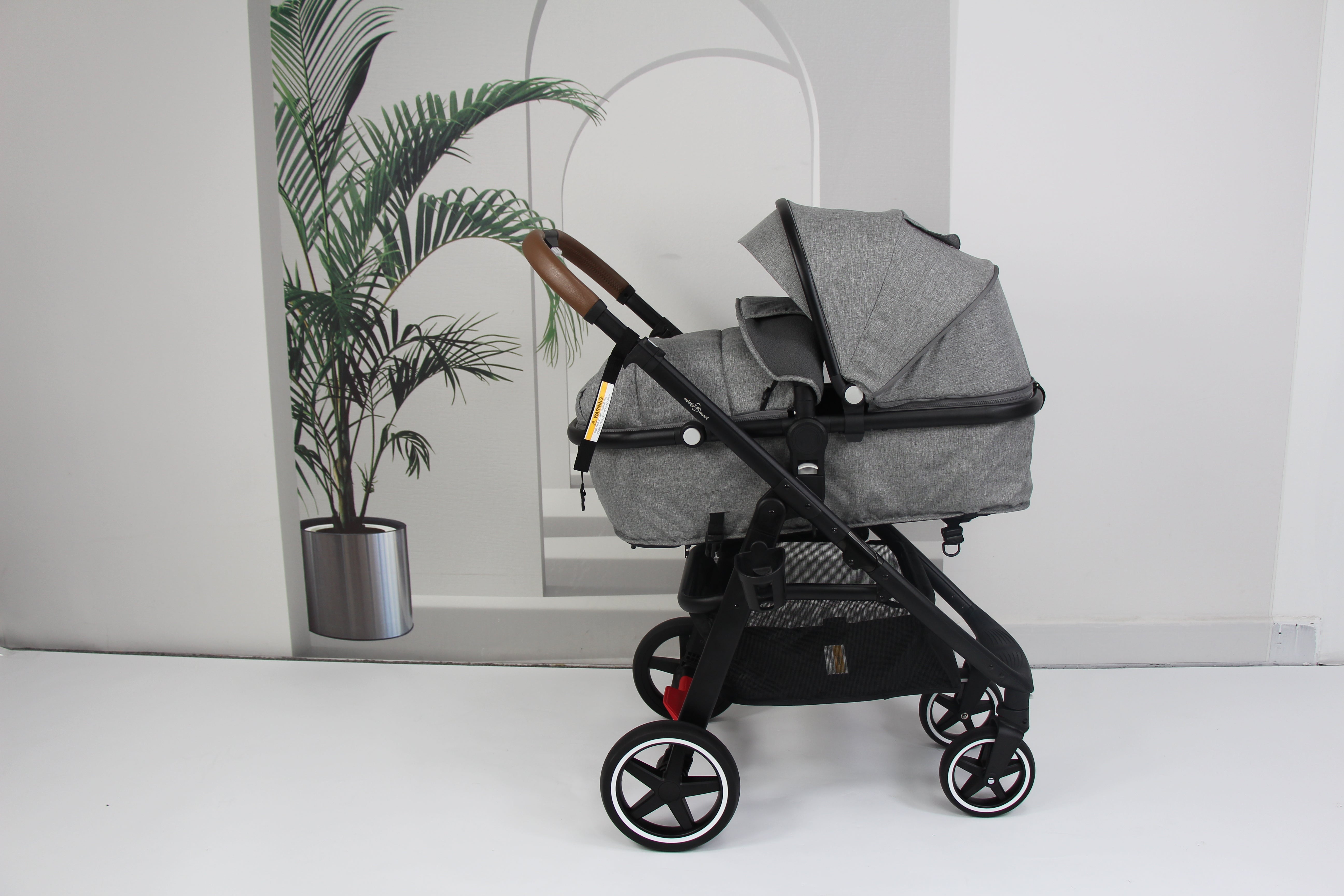 Baby pram / stroller 2 in 1 convertible - grey - Micky Mart