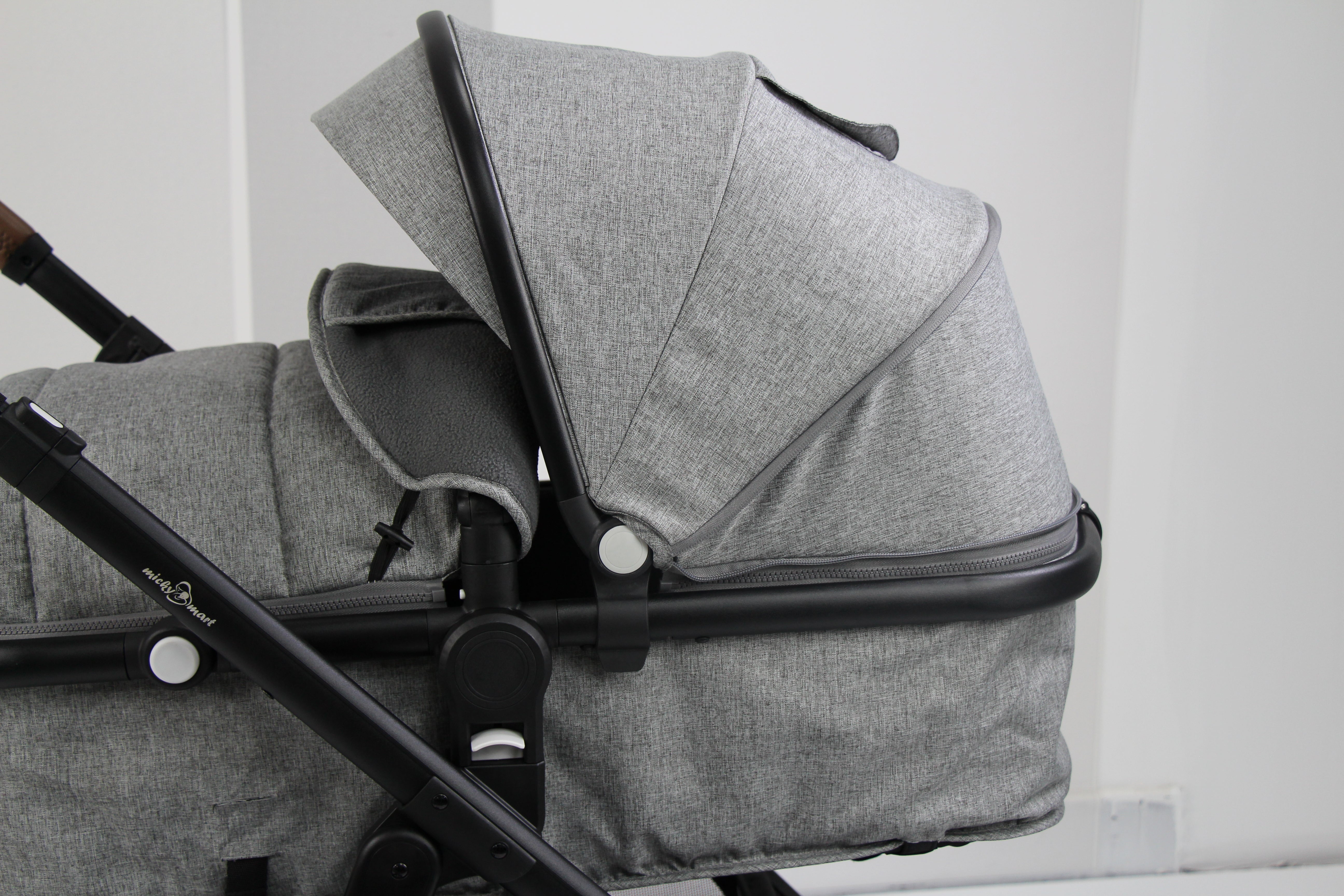 Baby pram / stroller 2 in 1 convertible - grey - Micky Mart