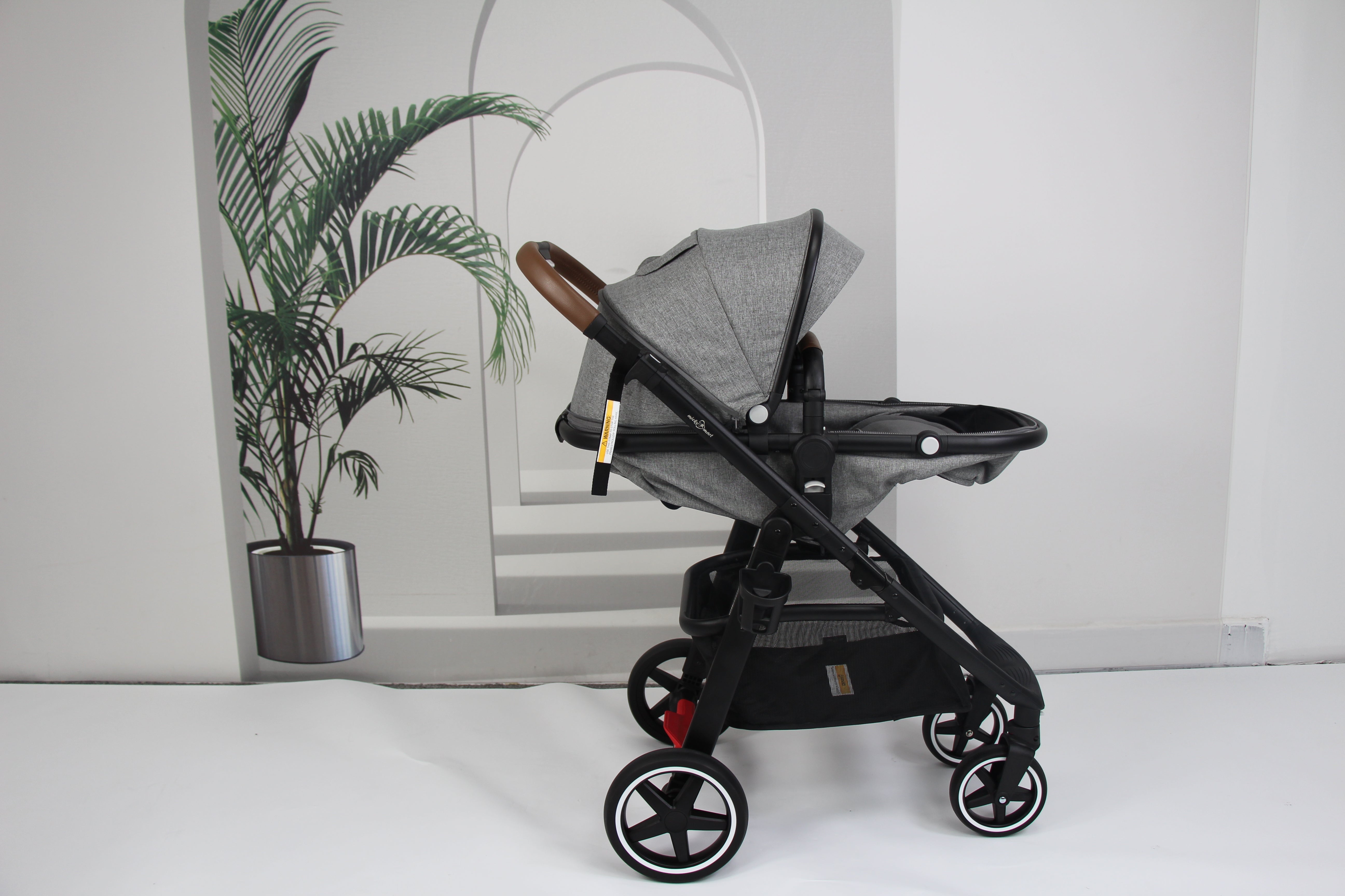 Baby pram / stroller 2 in 1 convertible - grey - Micky Mart