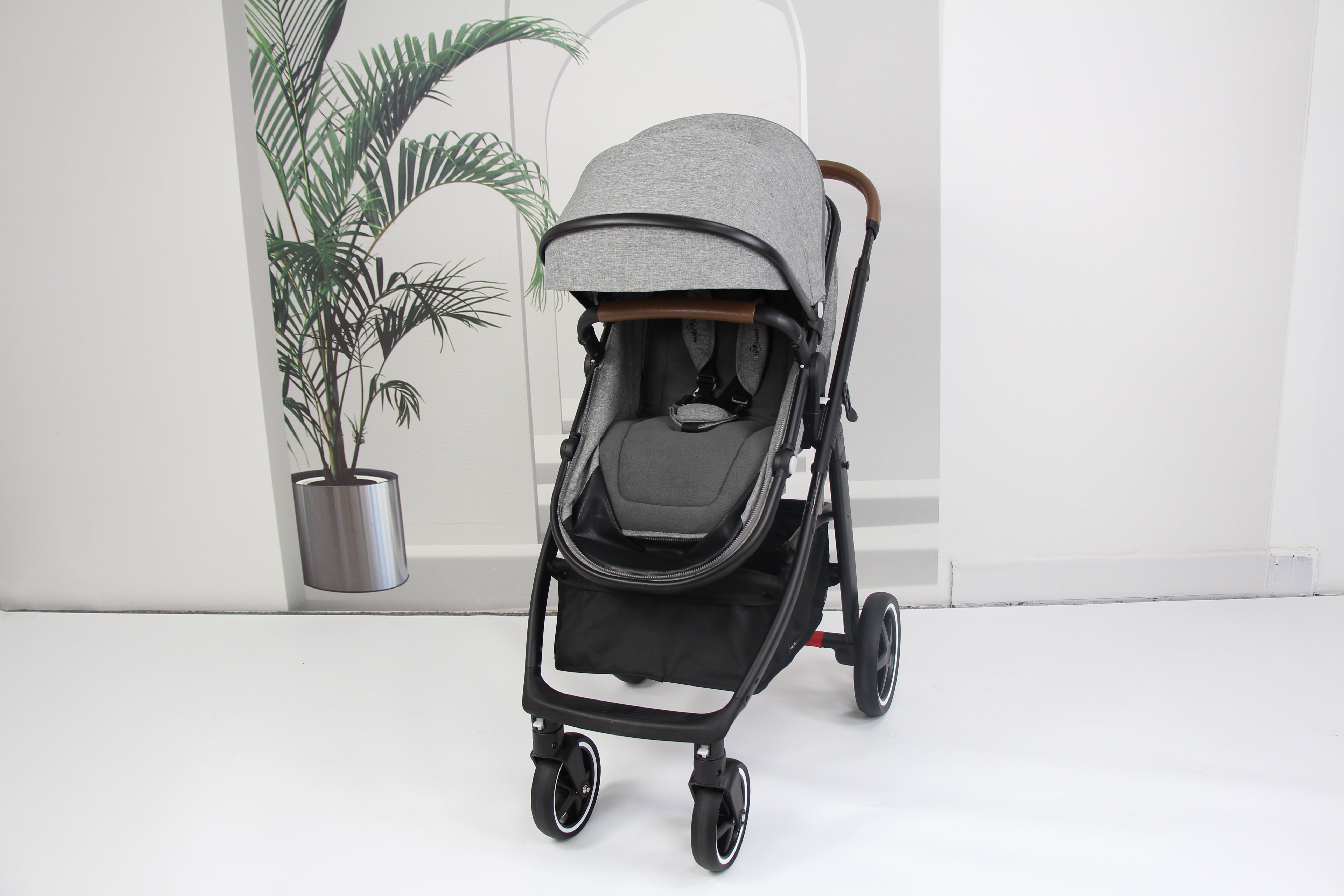 Baby pram / stroller 2 in 1 convertible - grey - Micky Mart