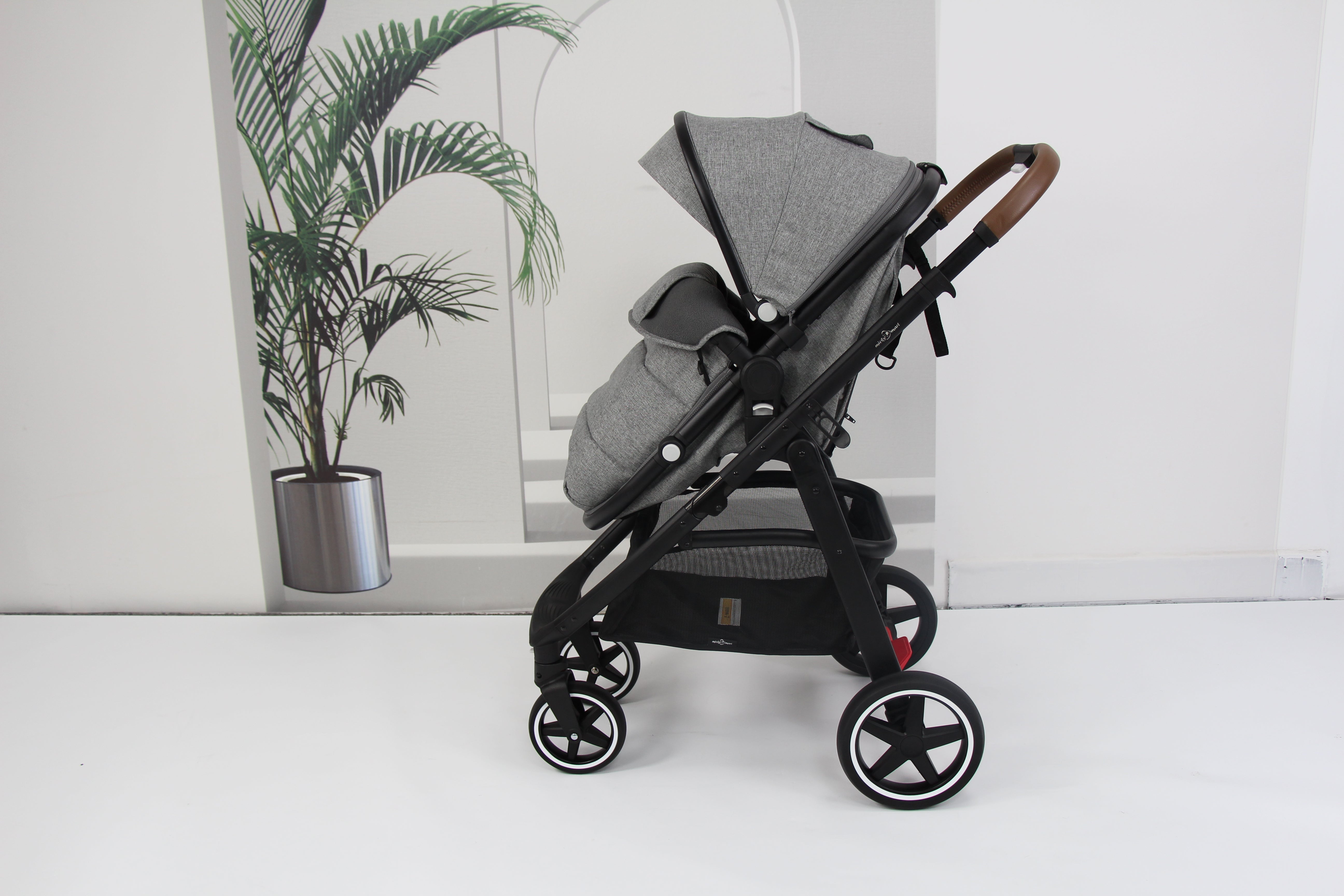 Baby pram / stroller 2 in 1 convertible - grey - Micky Mart
