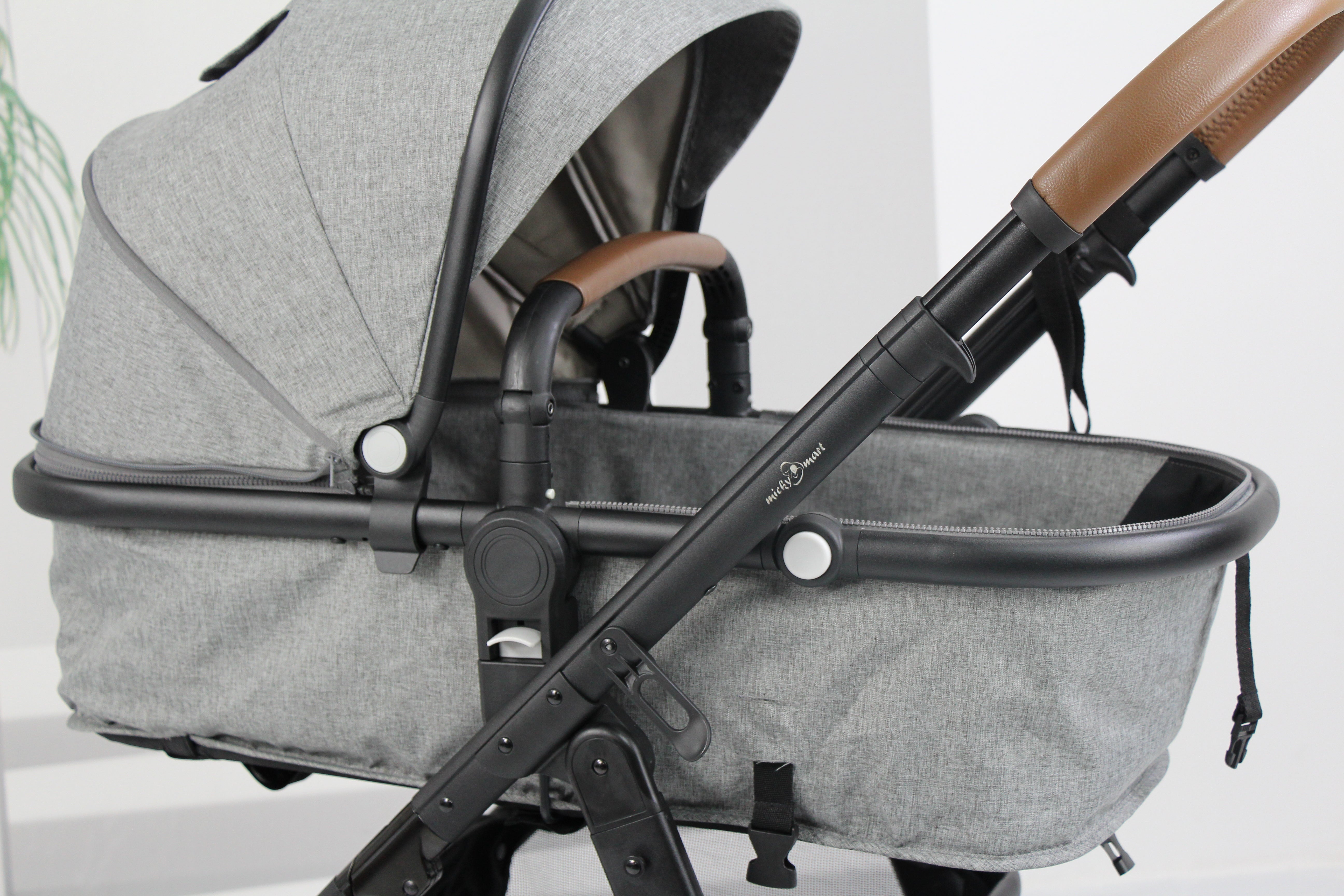 Baby pram / stroller 2 in 1 convertible - grey - Micky Mart