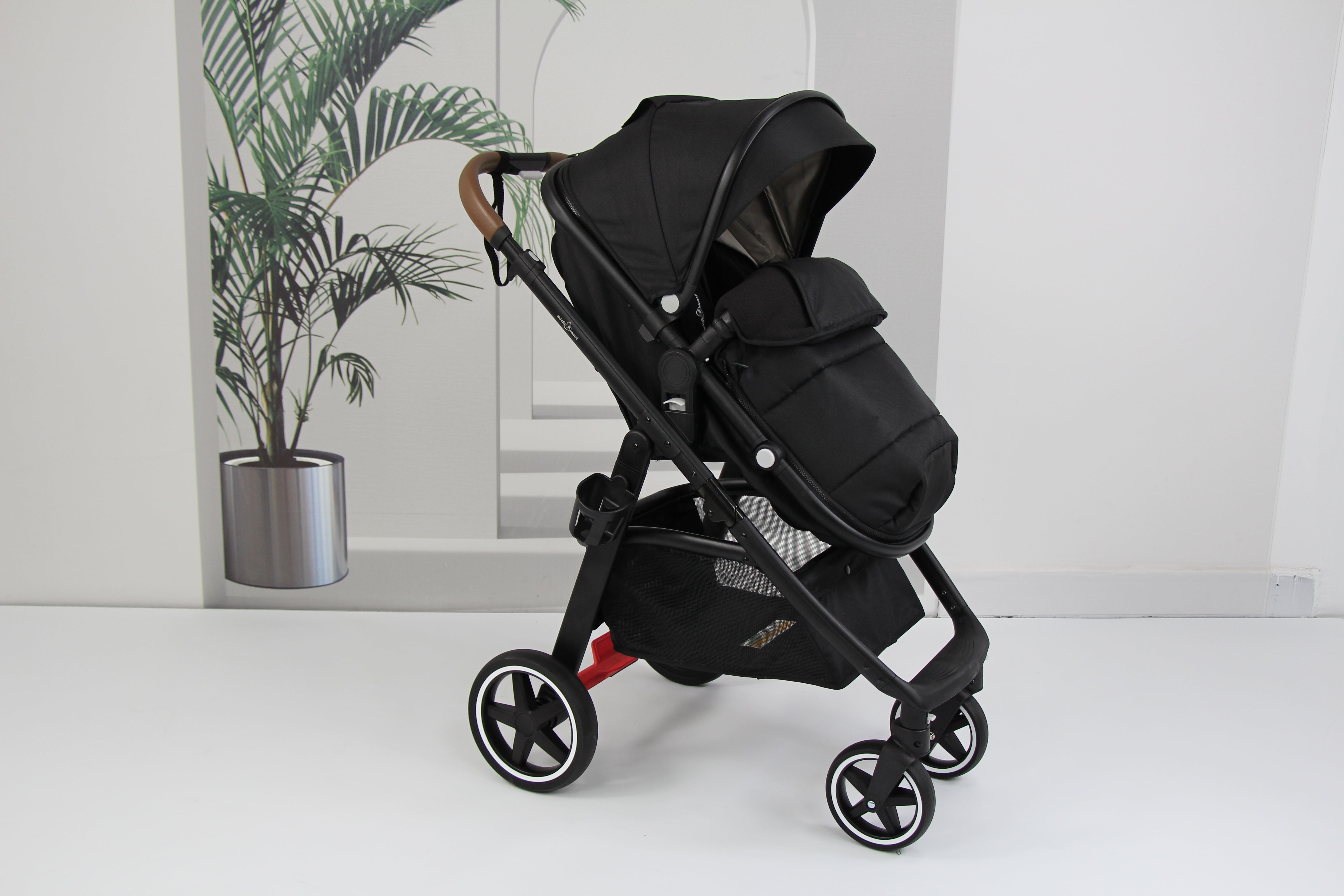 Baby pram / Stroller 2 in 1 convertible bassinet -Black - Micky Mart