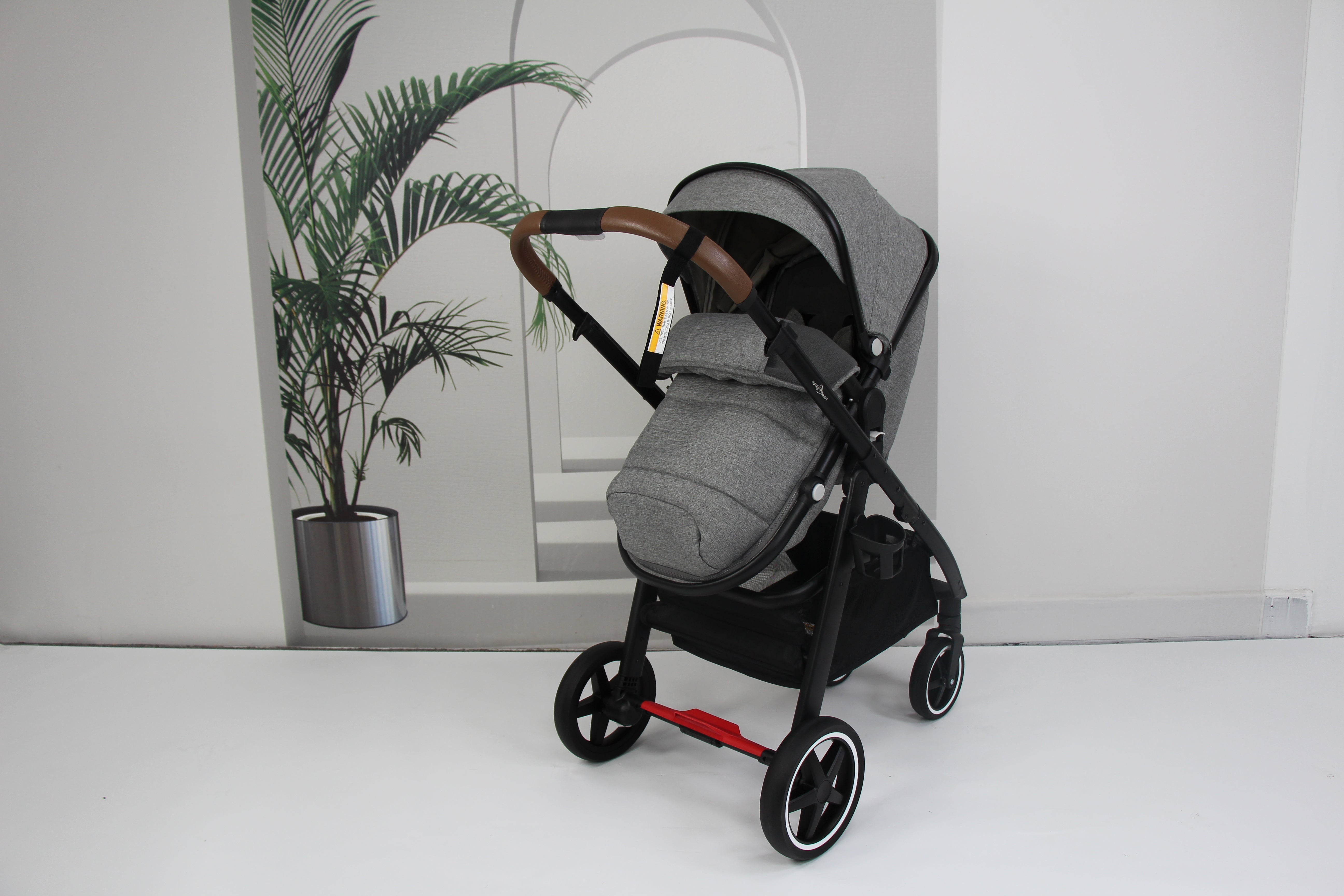 Baby pram / stroller 2 in 1 convertible - grey - Micky Mart