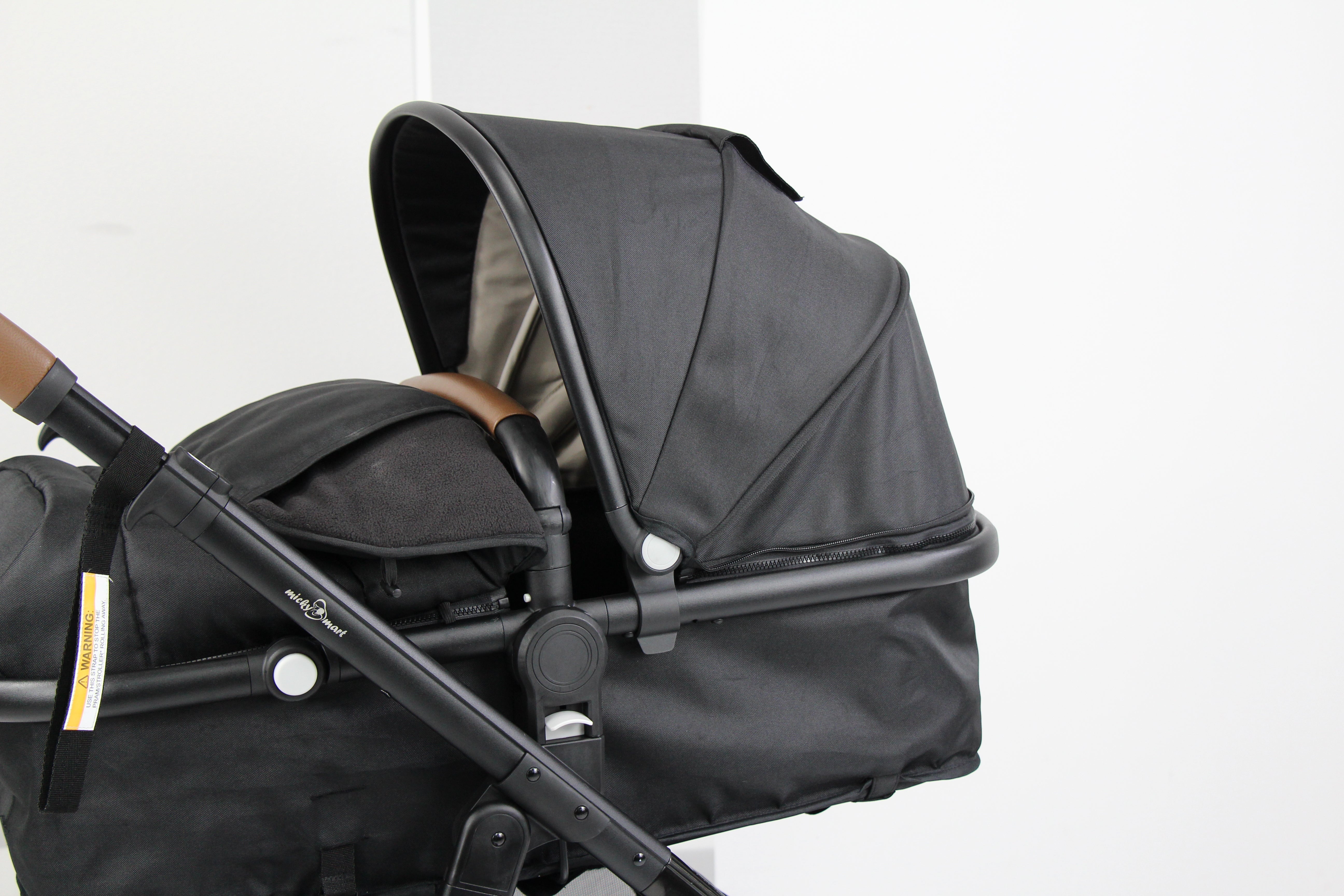 Baby pram / Stroller 2 in 1 convertible bassinet -Black - Micky Mart