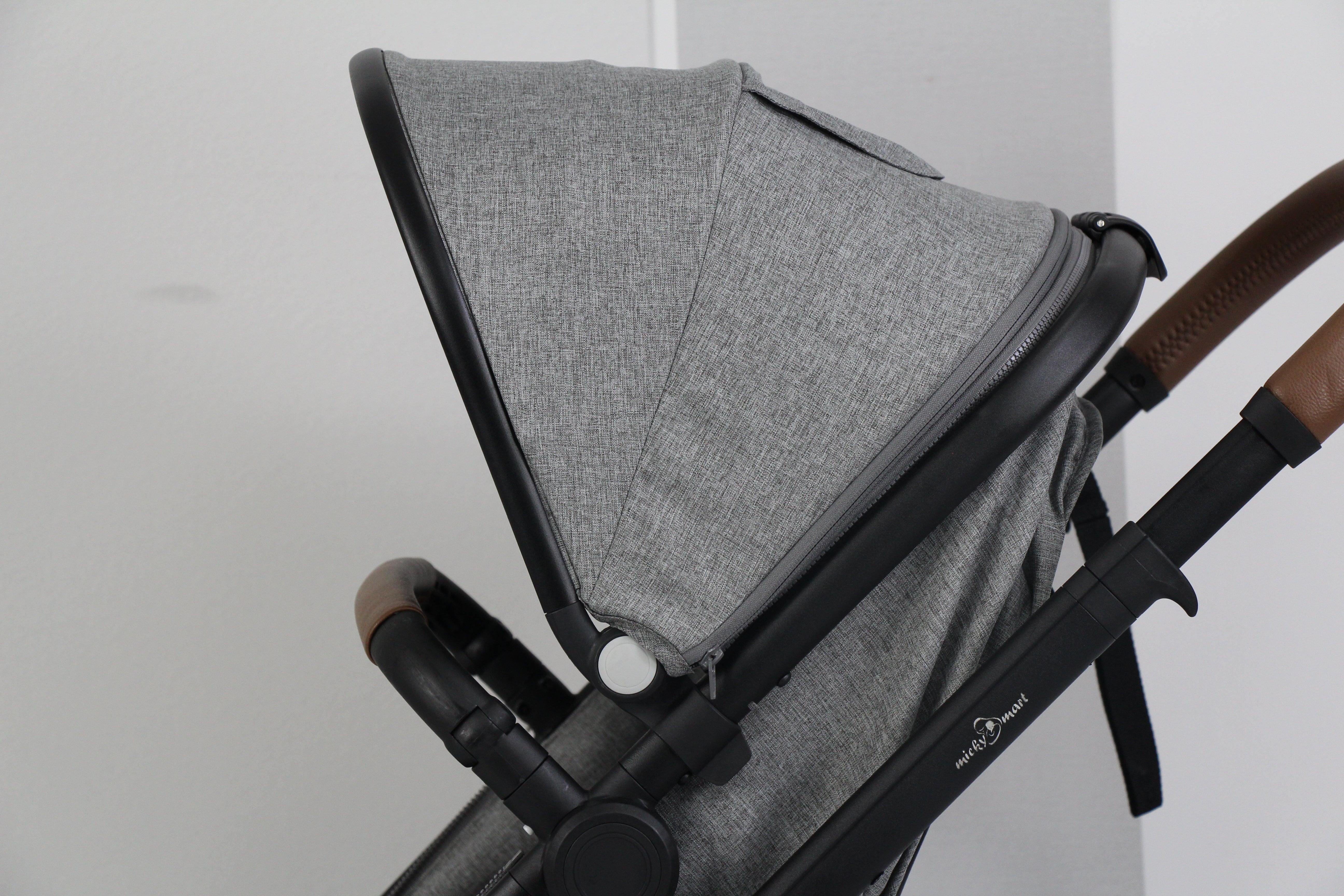 Baby pram / stroller 2 in 1 convertible - grey - Micky Mart