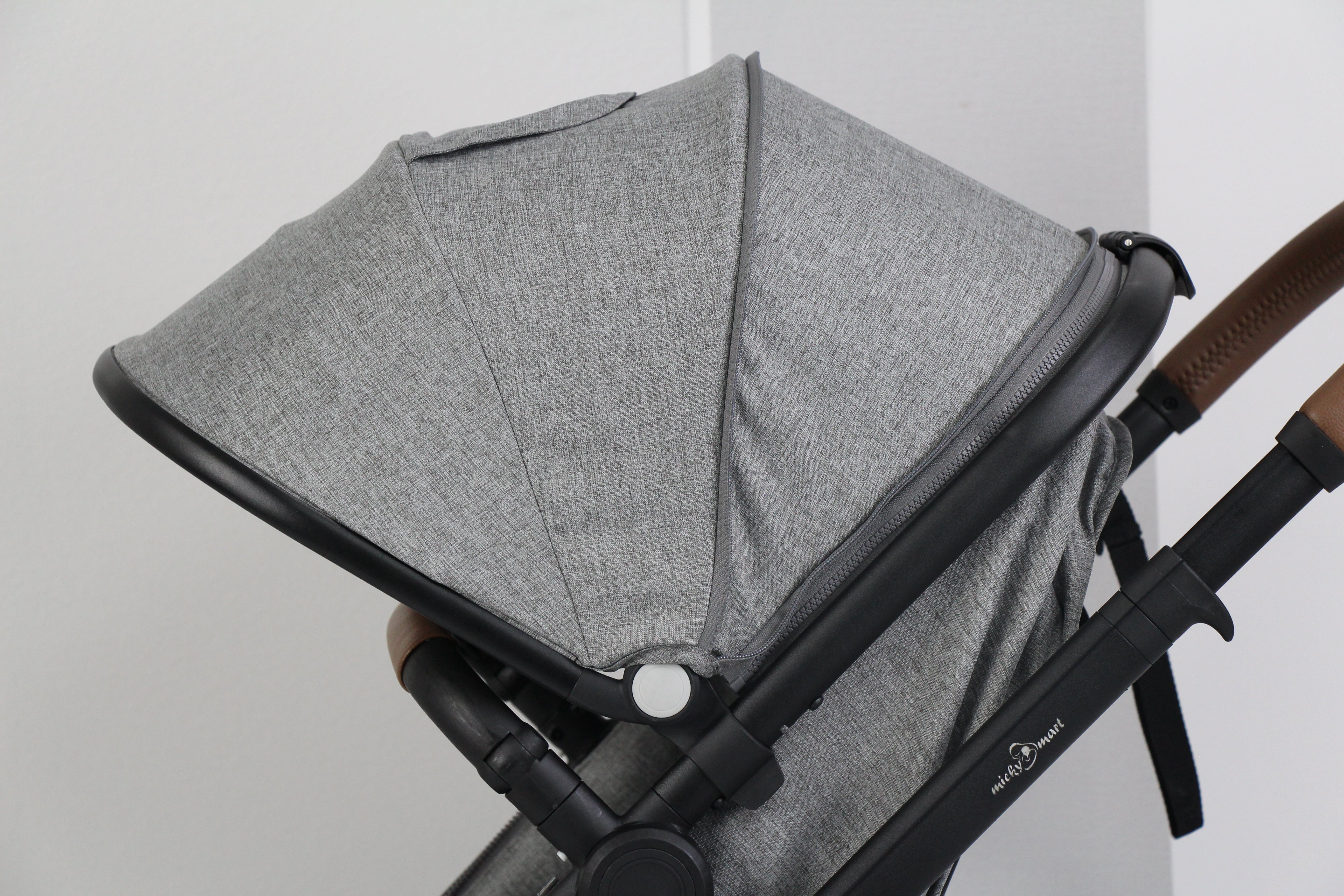 Baby pram / stroller 2 in 1 convertible - grey - Micky Mart
