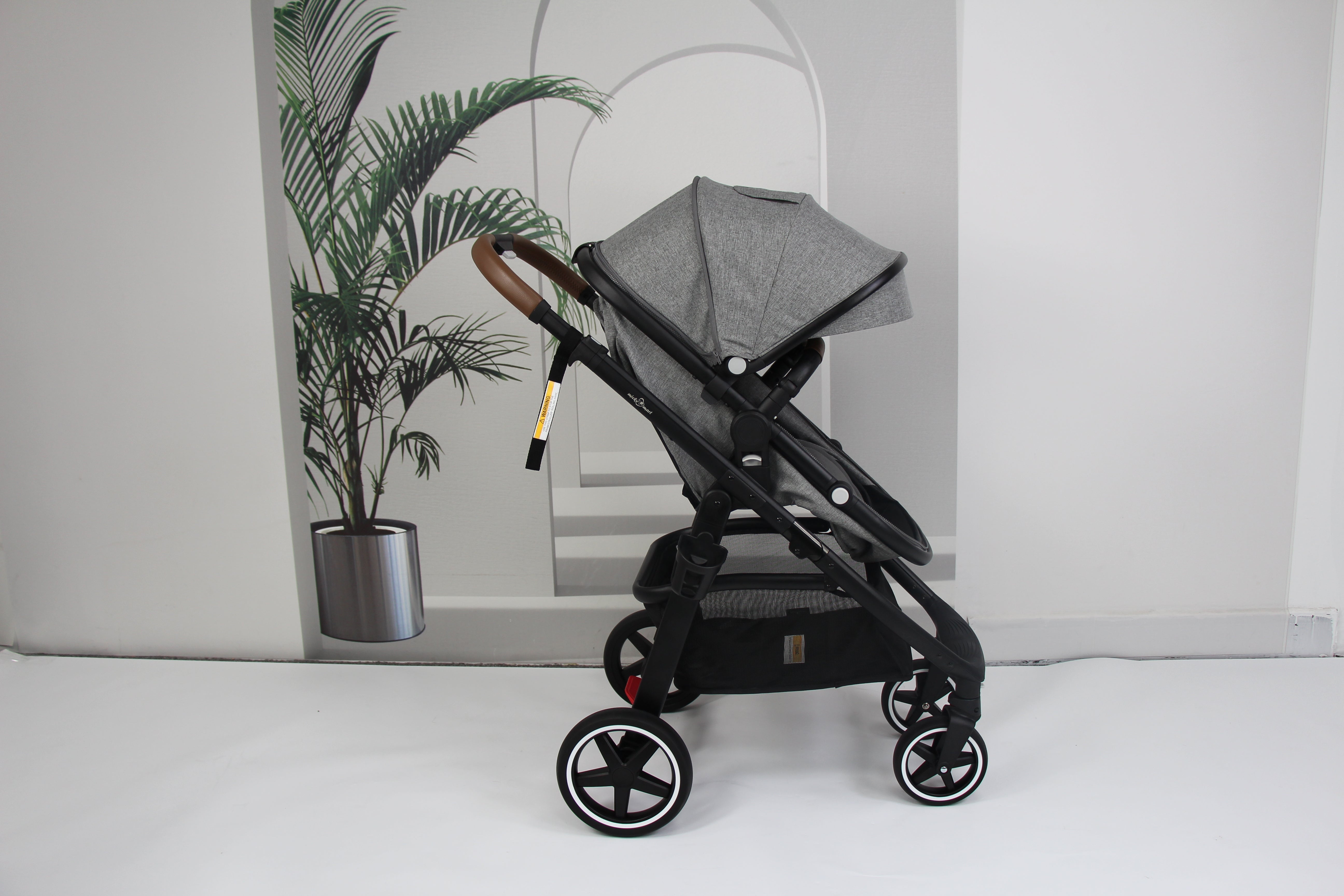 Baby pram / stroller 2 in 1 convertible - grey - Micky Mart