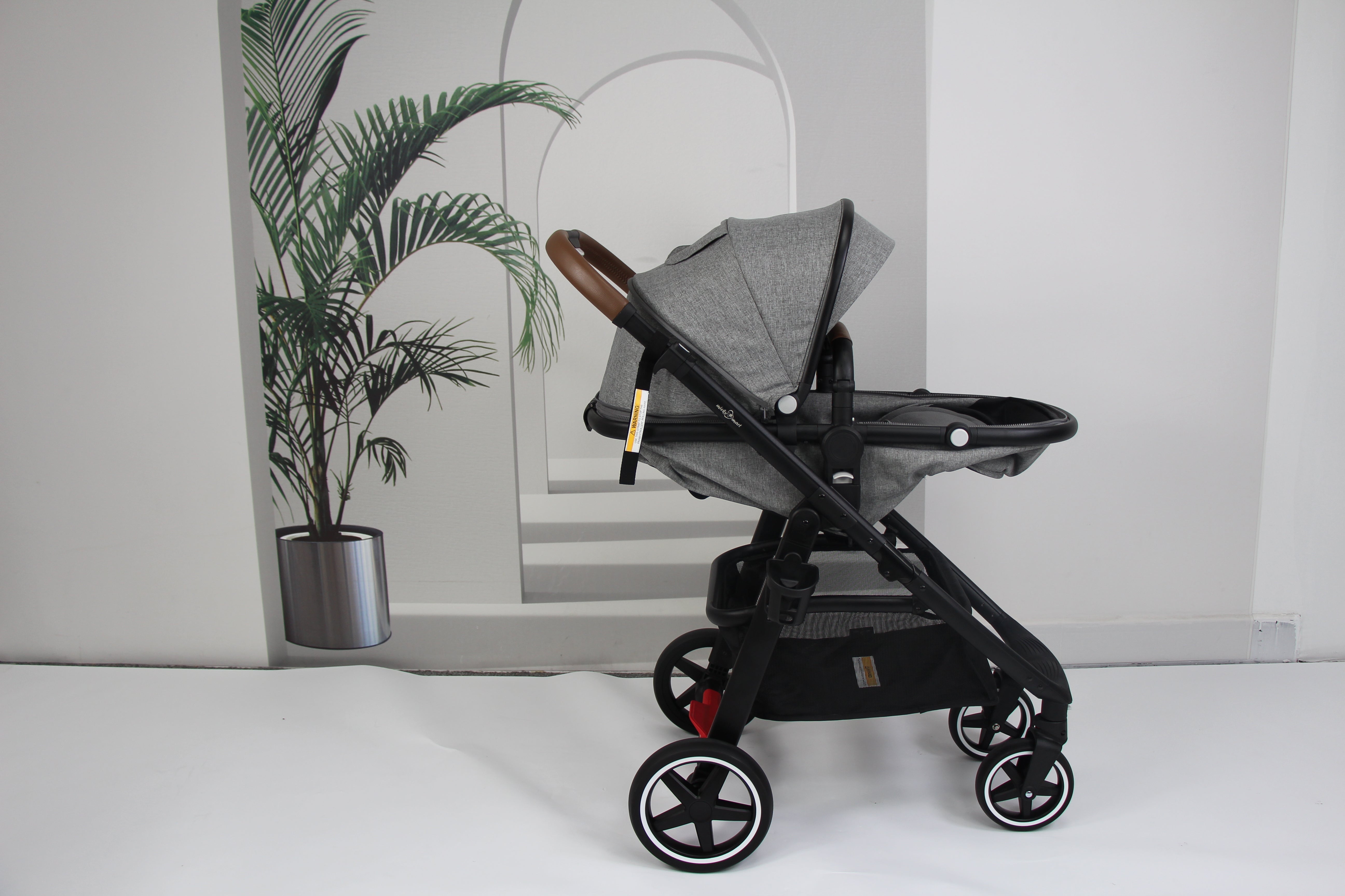Baby pram / stroller 2 in 1 convertible - grey - Micky Mart