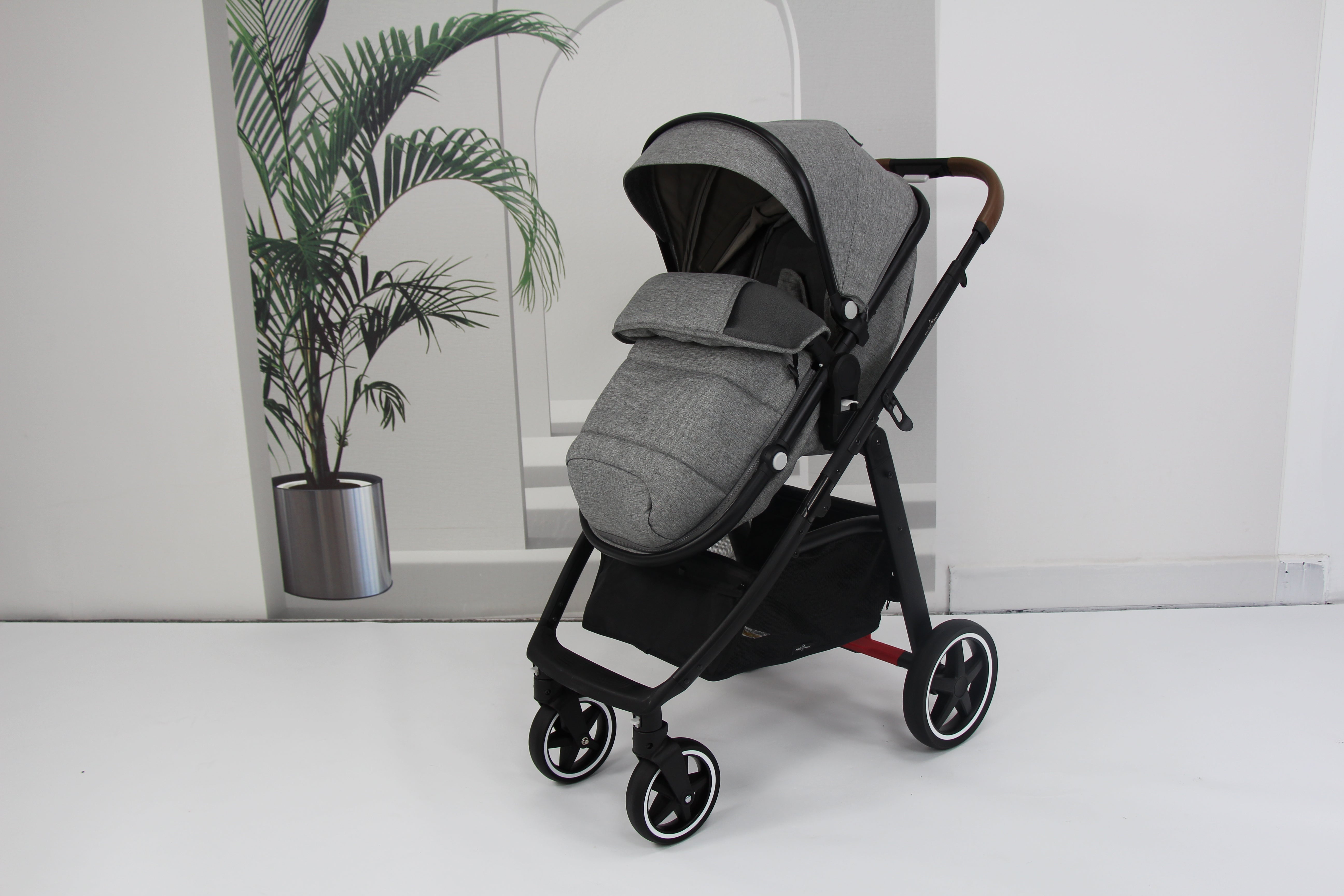 Baby pram / stroller 2 in 1 convertible - grey - Micky Mart