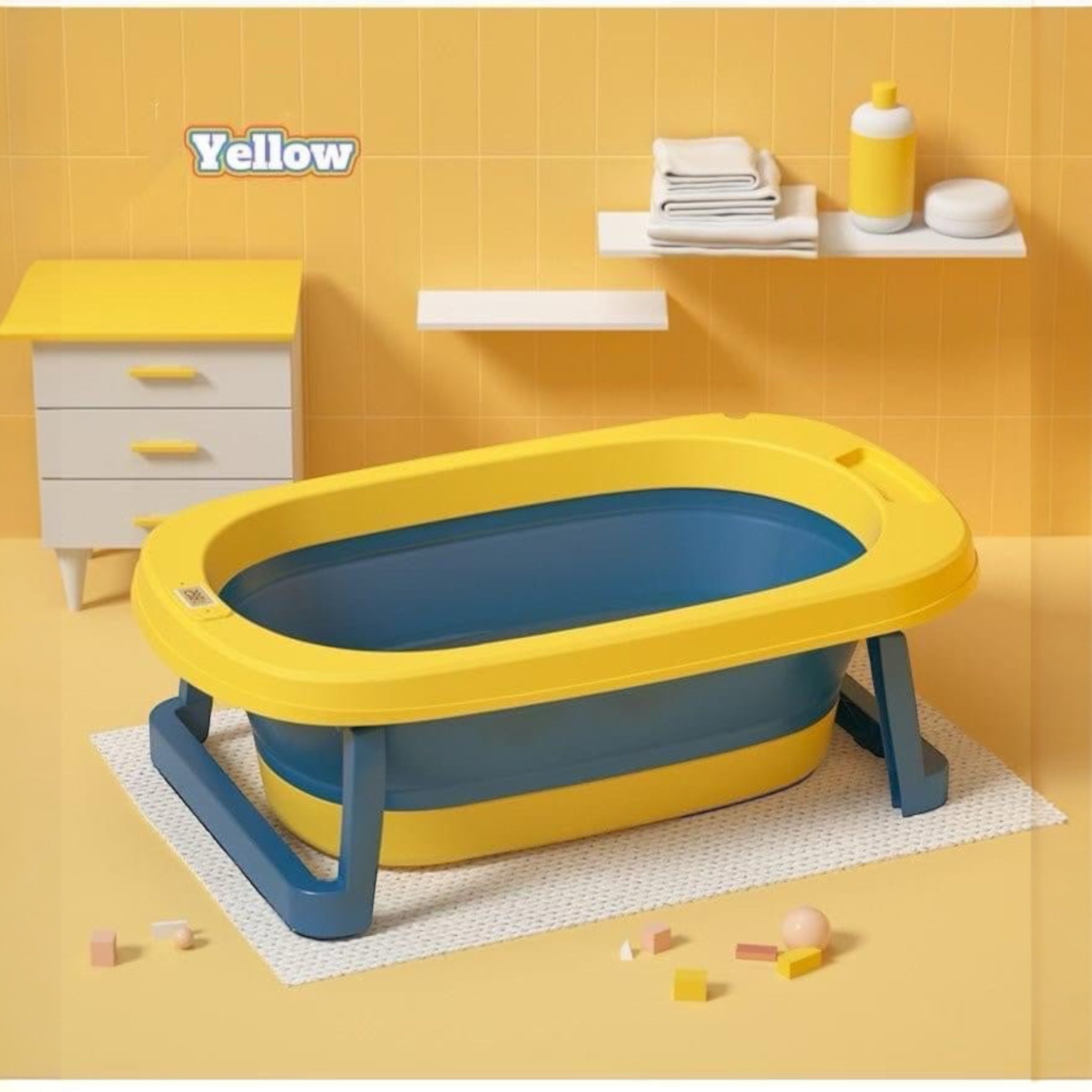 Foldable baby bathtub with smart temperature detection – compact and travel-friendly design