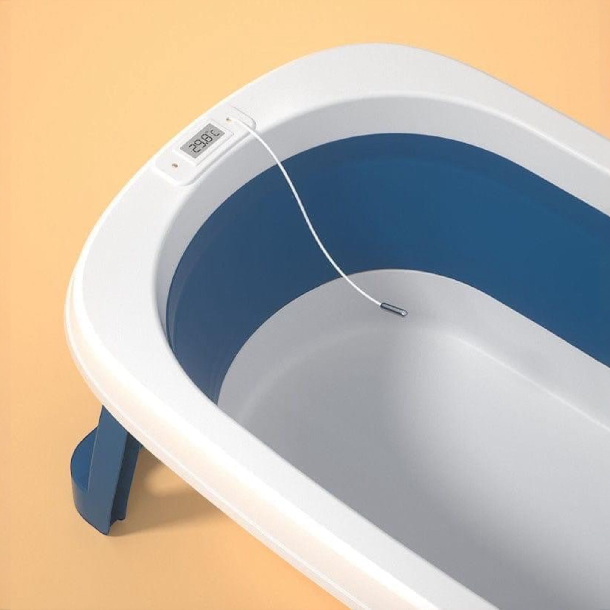 Foldable baby bathtub with smart temperature detection – compact and travel-friendly design