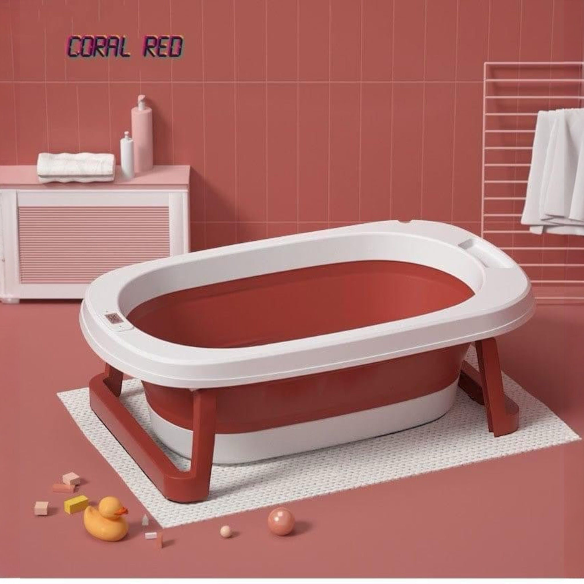 Foldable baby bathtub with smart temperature detection – compact and travel-friendly design