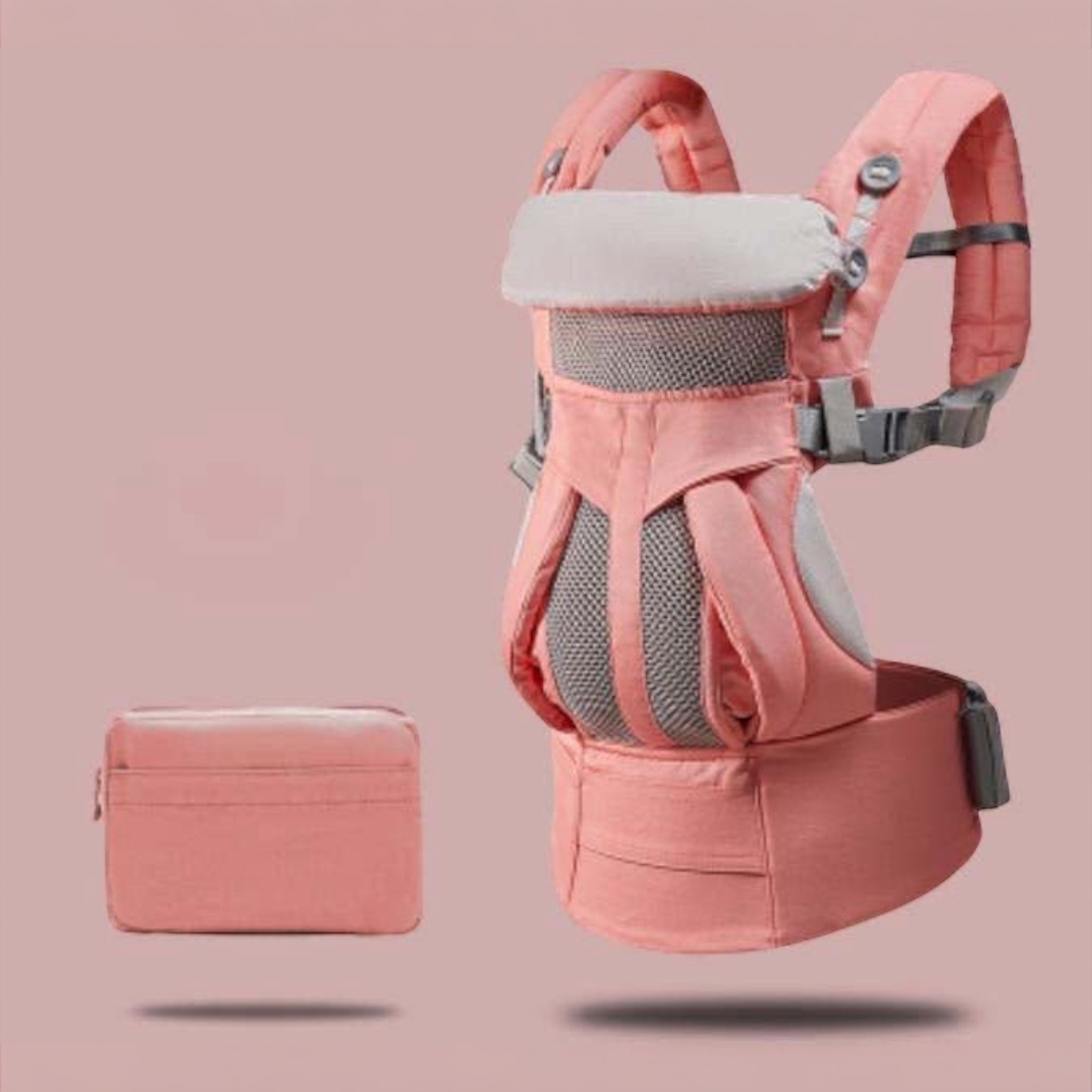 “Ergonomic kangaroo-style baby carrier sling with mesh panel – front or back carry”