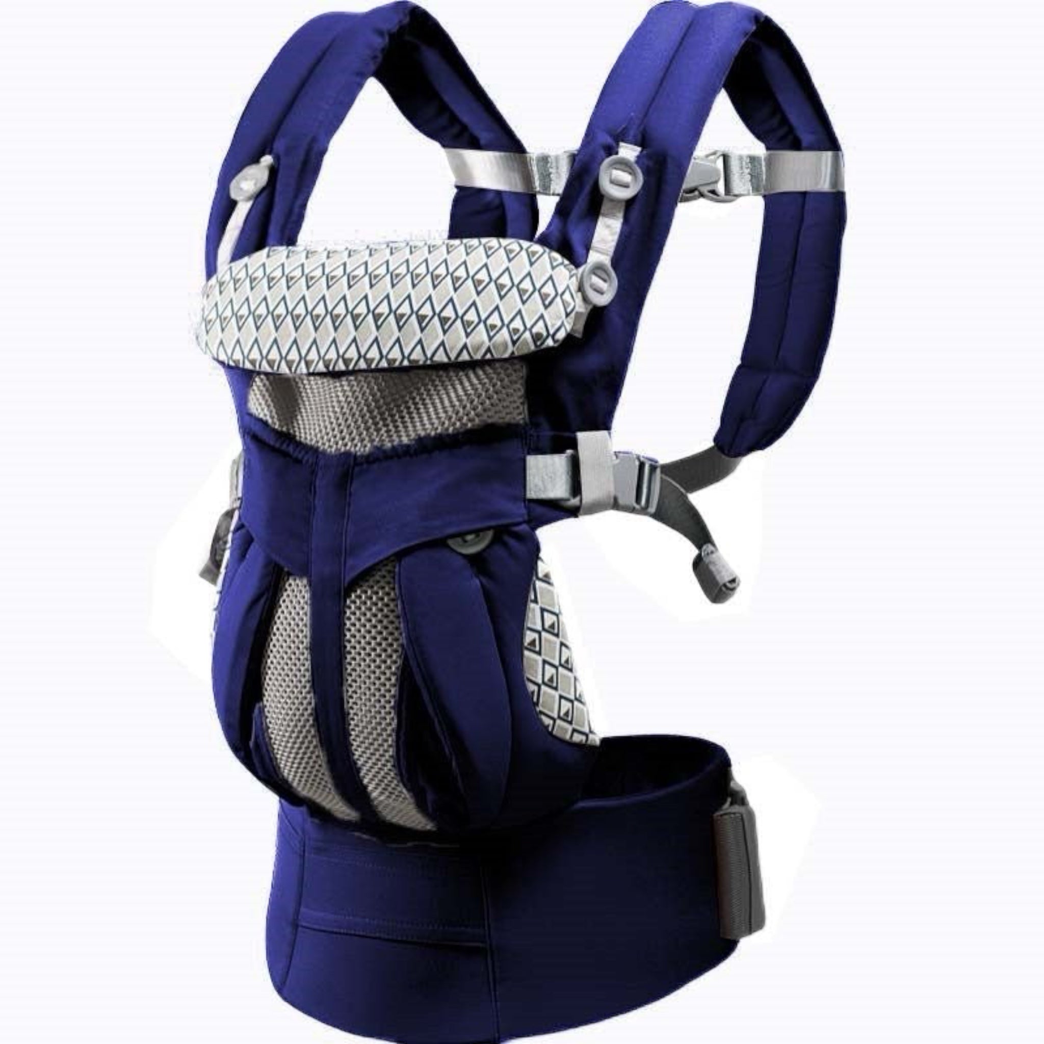 “Ergonomic kangaroo-style baby carrier sling with mesh panel – front or back carry”