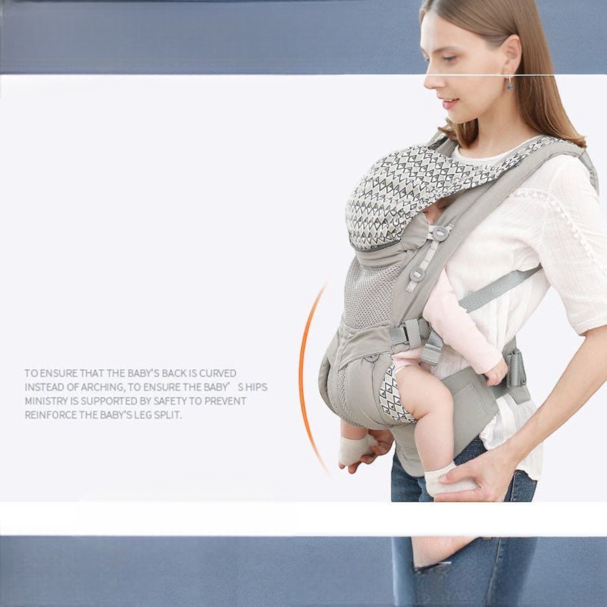 “Ergonomic kangaroo-style baby carrier sling with mesh panel – front or back carry”