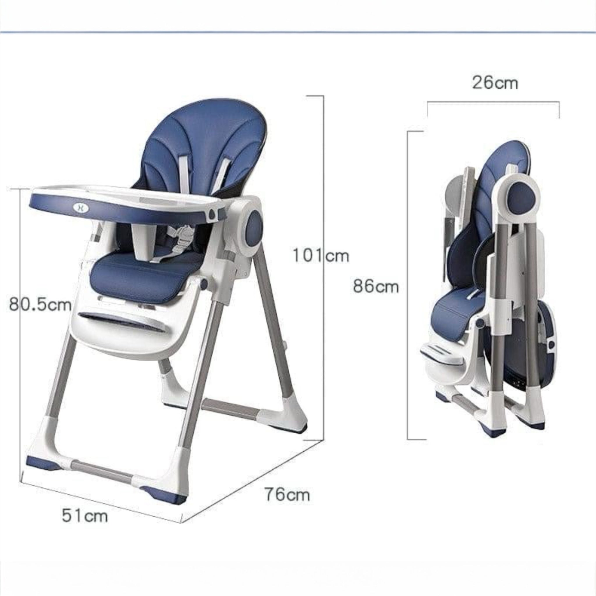 3-in-1 baby highchair with reclining seat for dining, lounging, and growth stages
