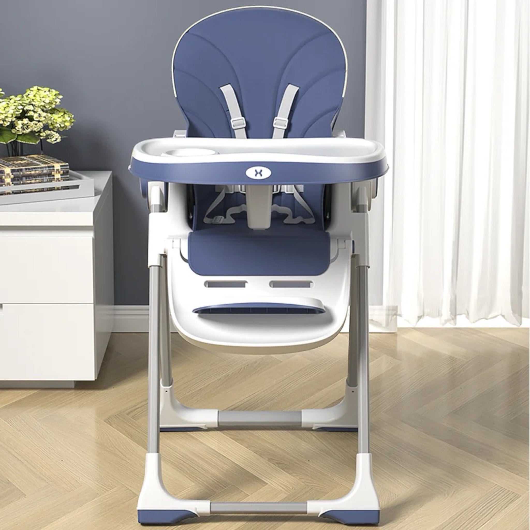 3-in-1 baby highchair with reclining seat for dining, lounging, and growth stages
