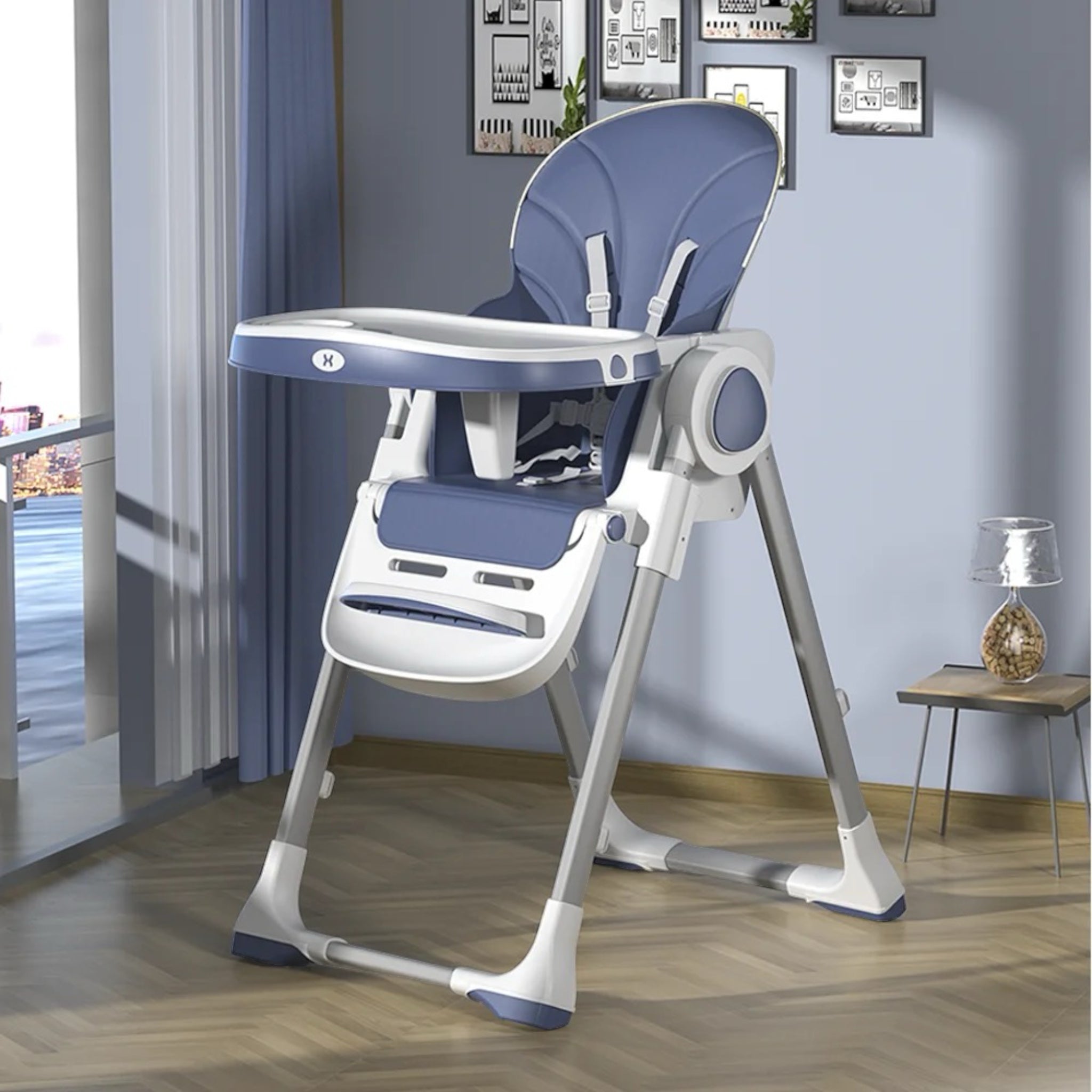 3-in-1 baby highchair with reclining seat for dining, lounging, and growth stages