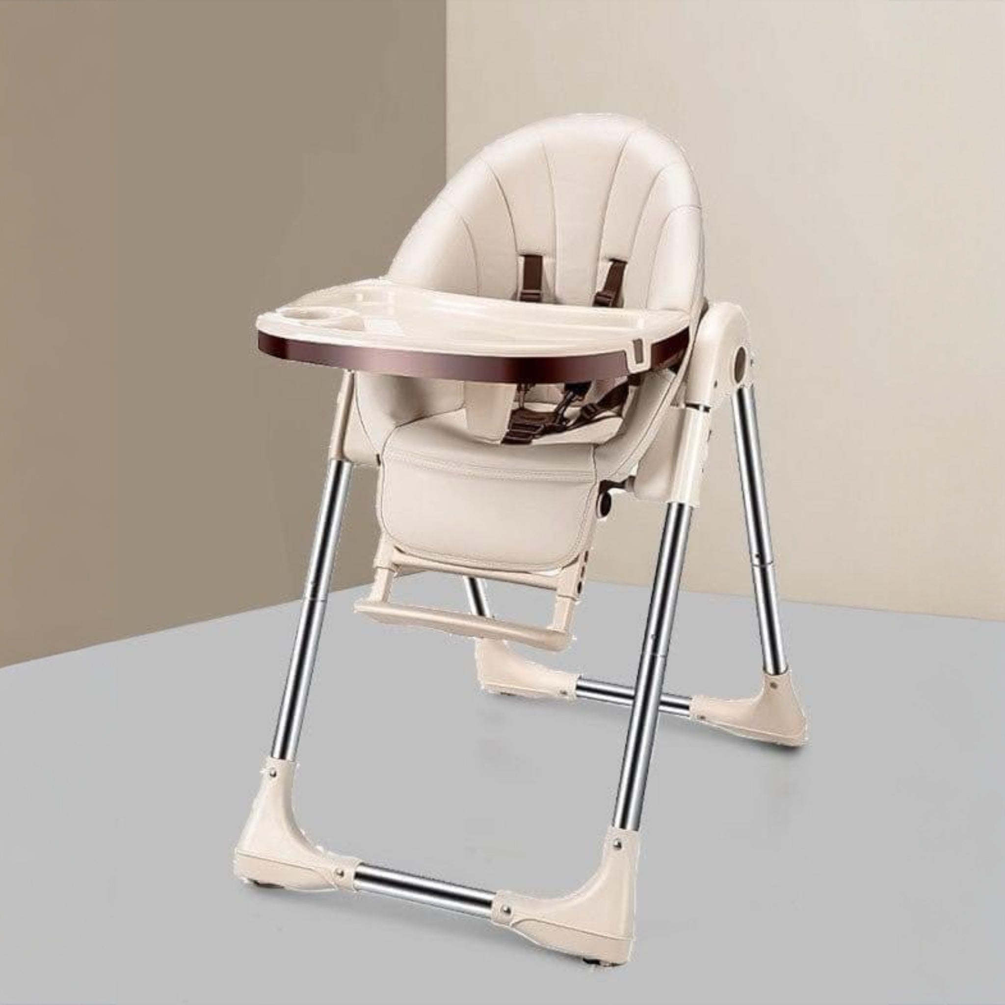 Adjustable baby high chair with feeding table – height and tray settings included