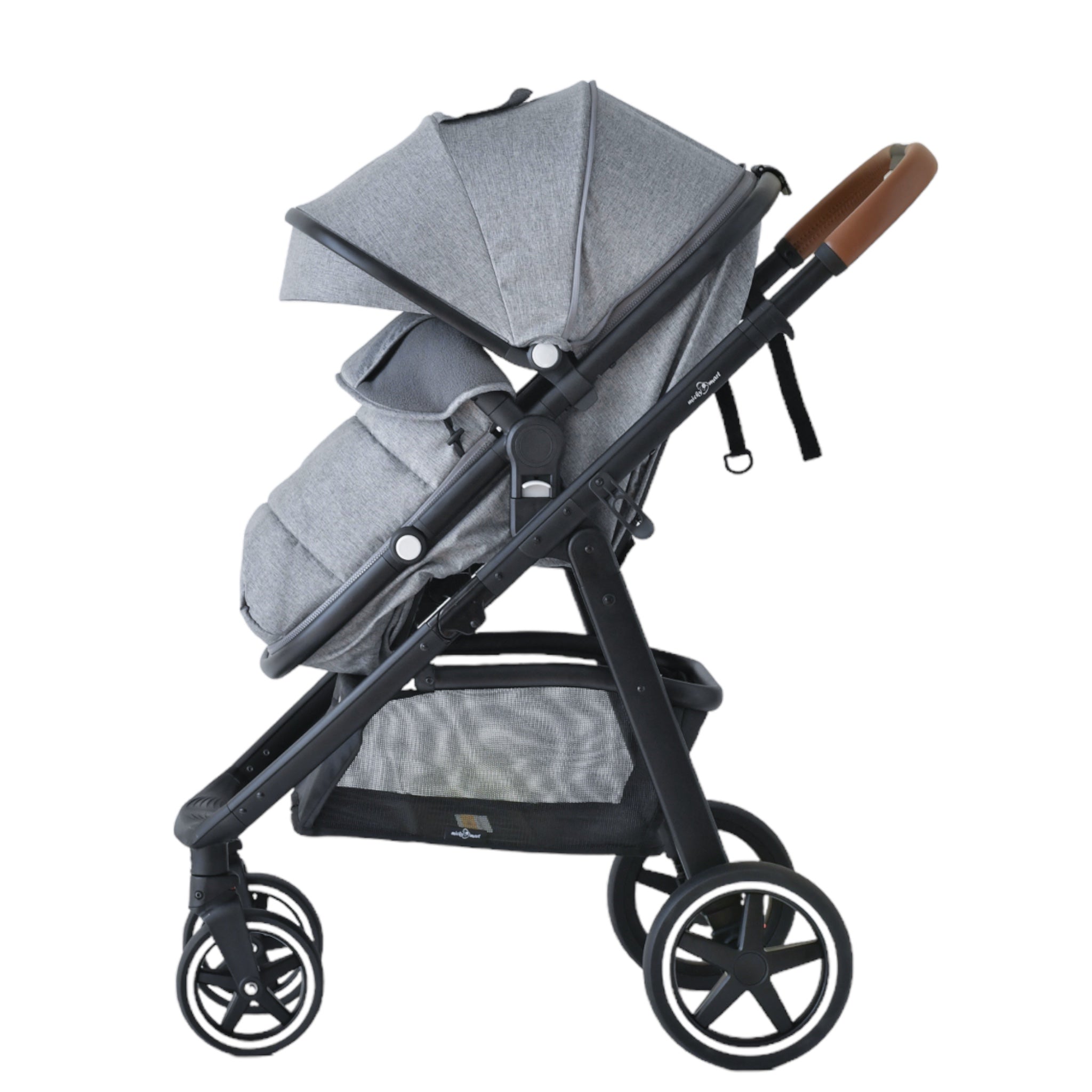 2-in-1 convertible pram and stroller (grey) – bassinet and stroller combo