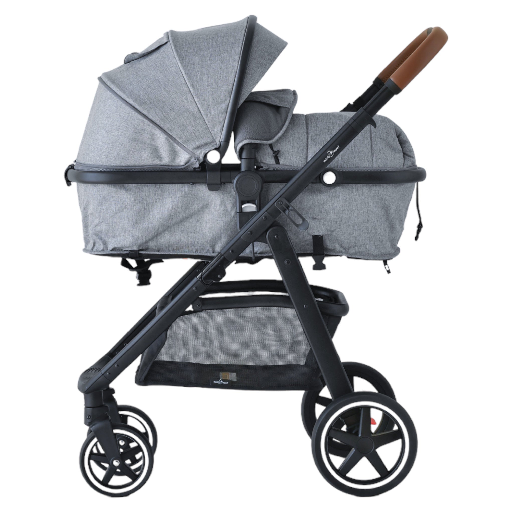 2-in-1 convertible pram and stroller (grey) – bassinet and stroller combo