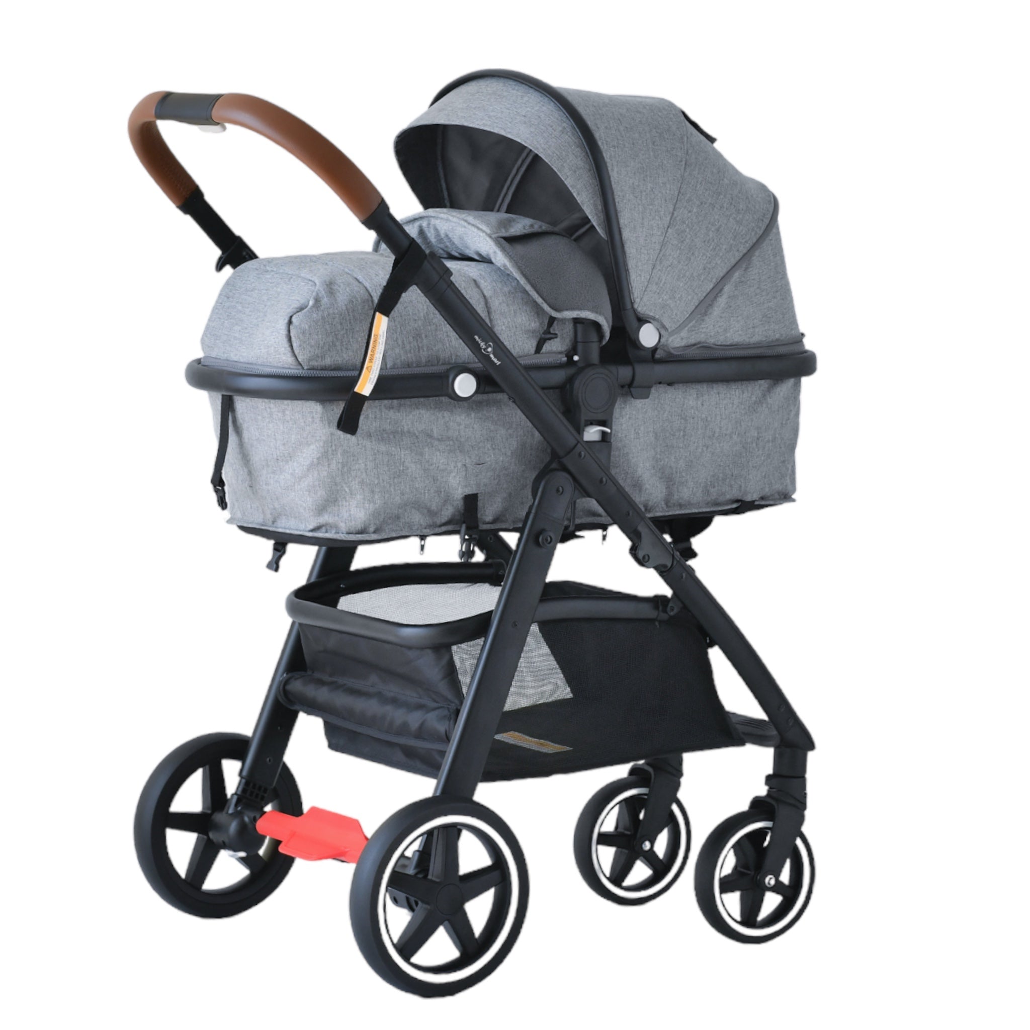 2-in-1 convertible pram and stroller (grey) – bassinet and stroller combo