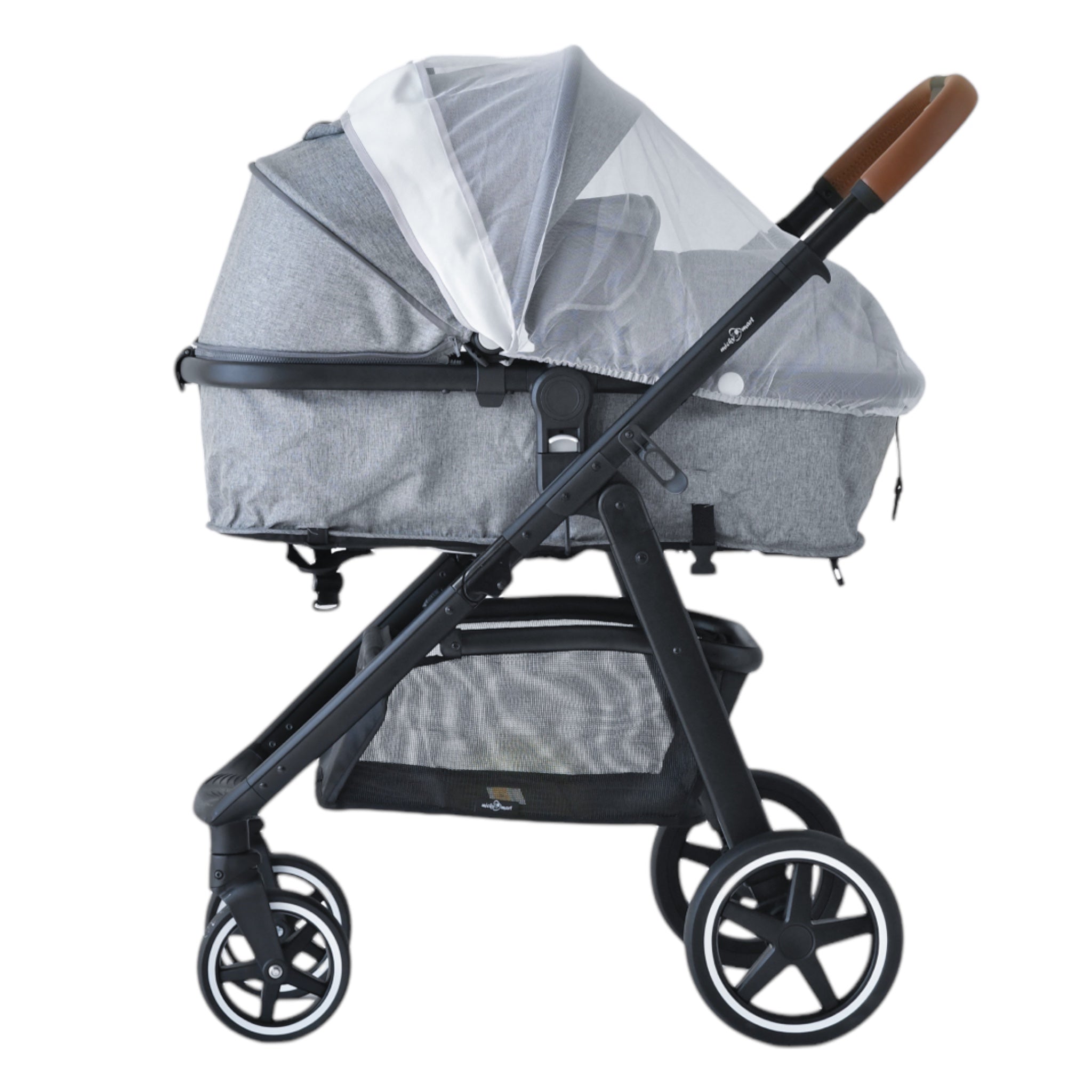 2-in-1 convertible pram and stroller (grey) – bassinet and stroller combo