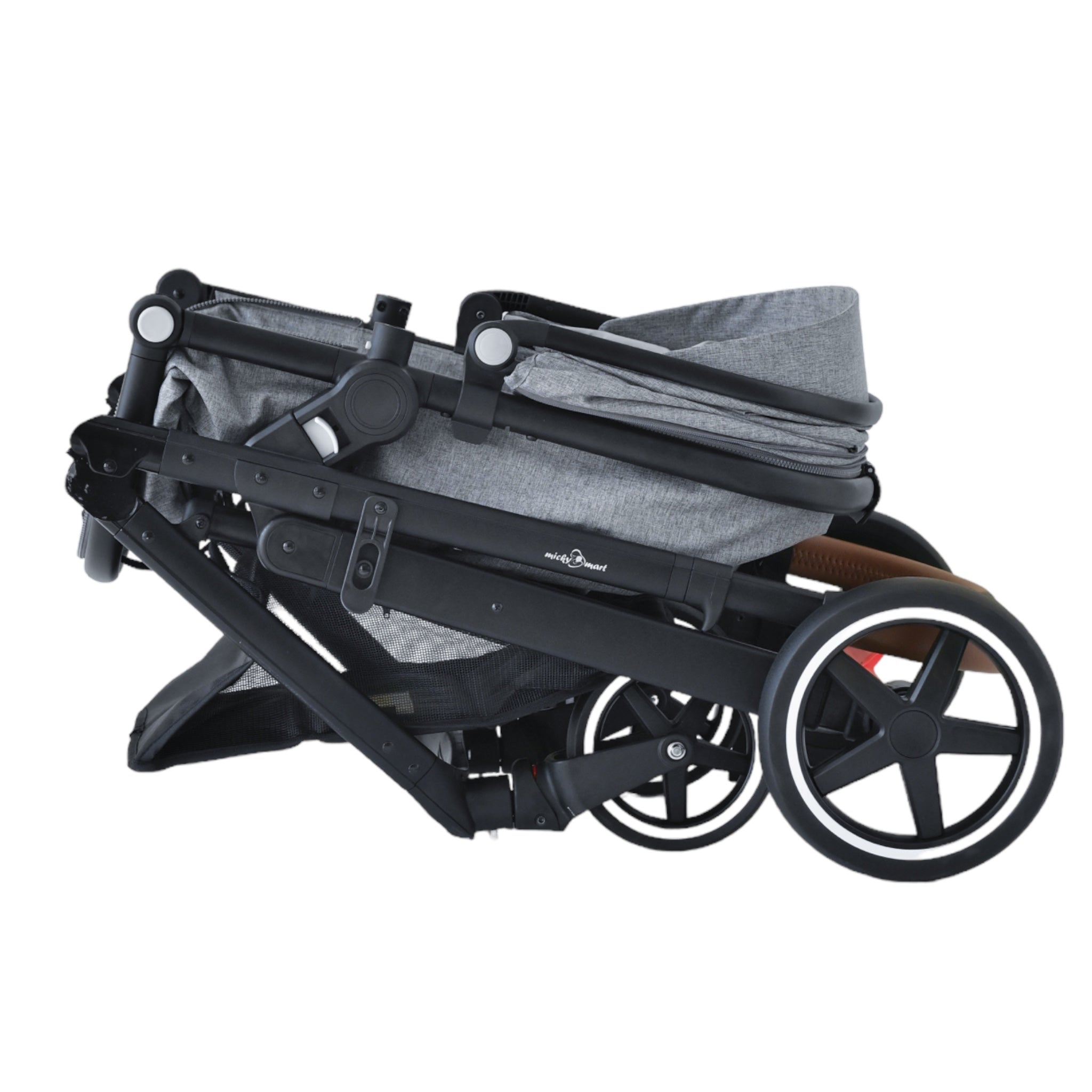 2-in-1 convertible pram and stroller (grey) – bassinet and stroller combo