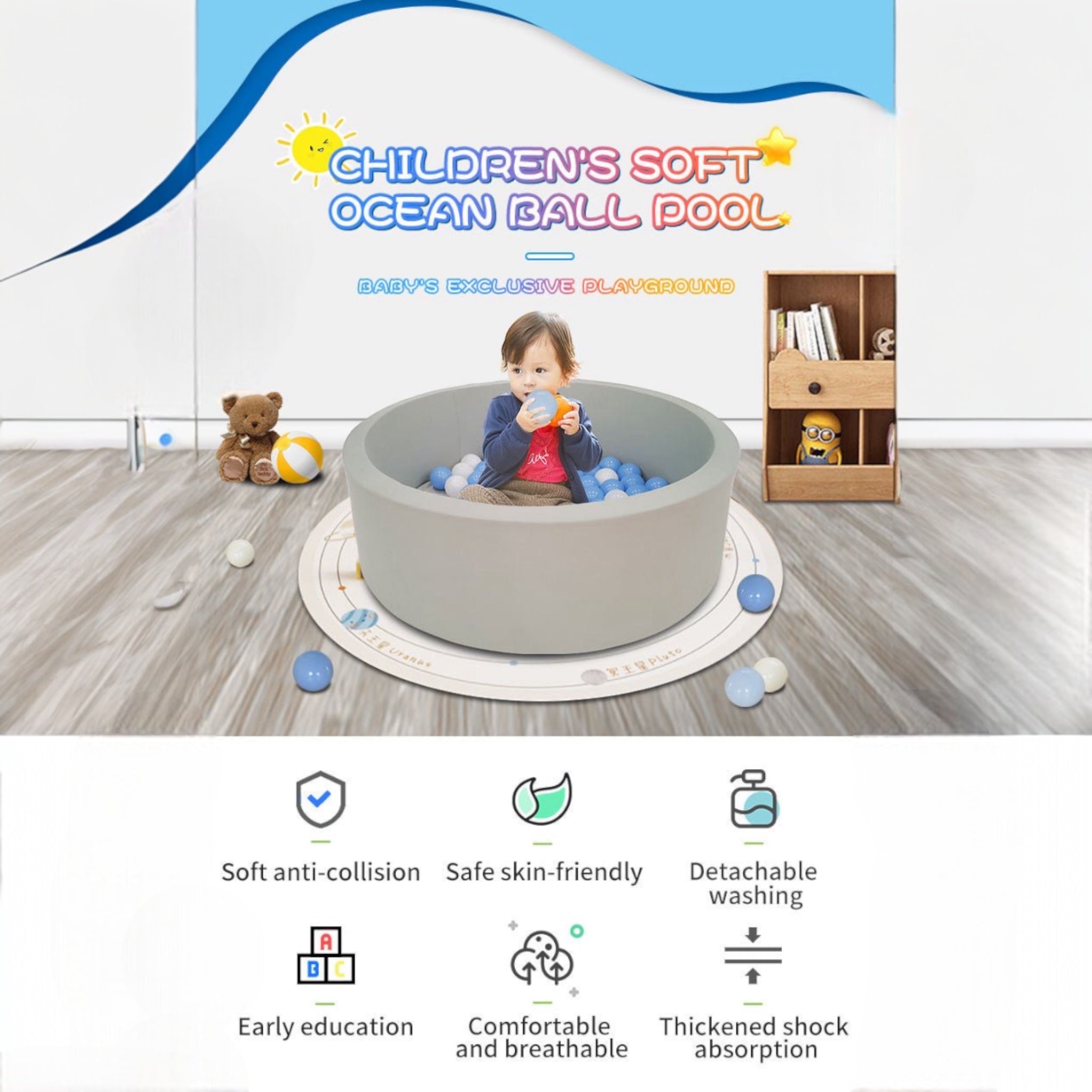 Foam Sponge Soft Ball Pit With 100 Balls - Micky Mart