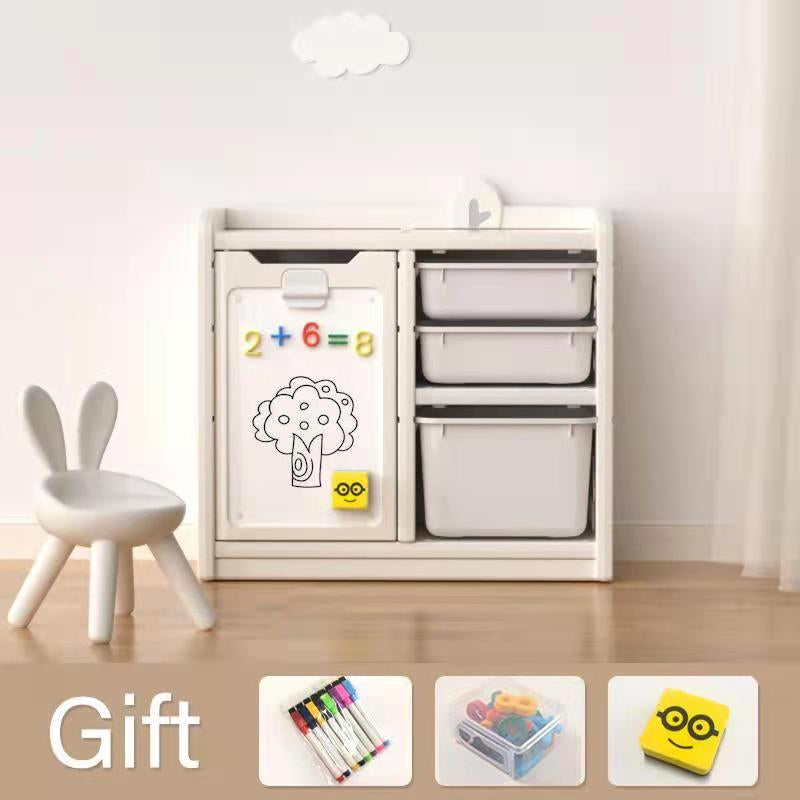 “2-in-1 kids connected easel with storage – marker and chalk board with stool”