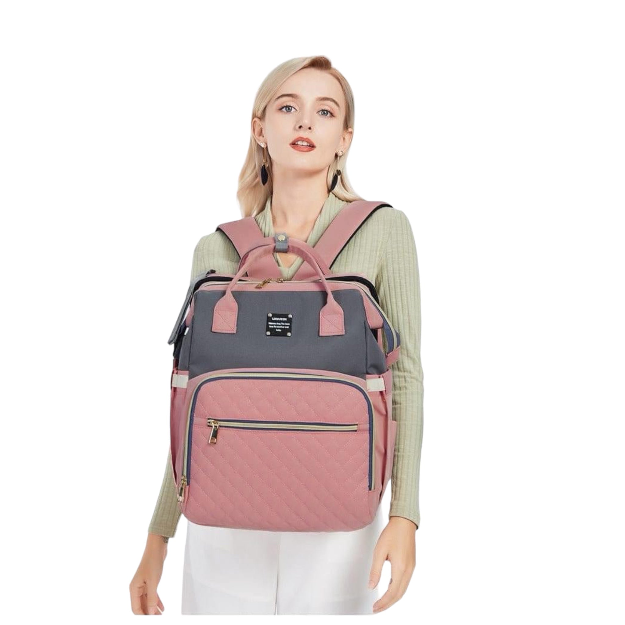 Mother and baby double-shoulder diaper backpack – spacious, ergonomic and stylish.
