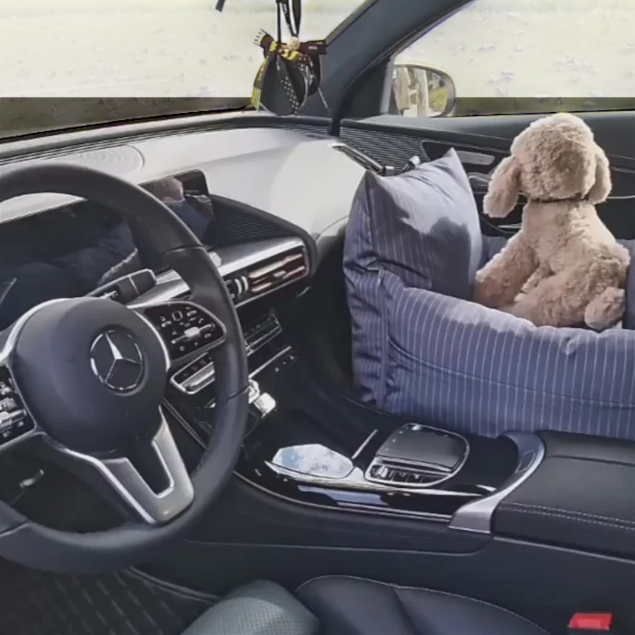 Luxury pet car seat with soft cushioning and non-slip base