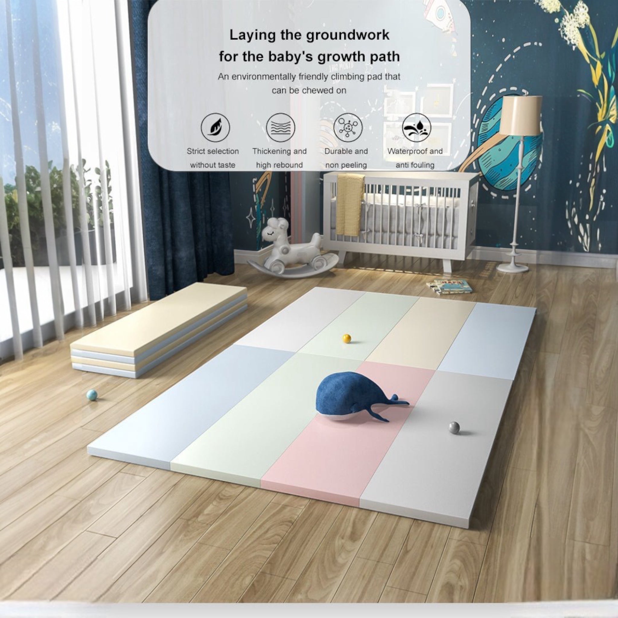 PU Leather Mat 4cm Thickness Crawling Kids Playmat Waterproof - Micky Mart