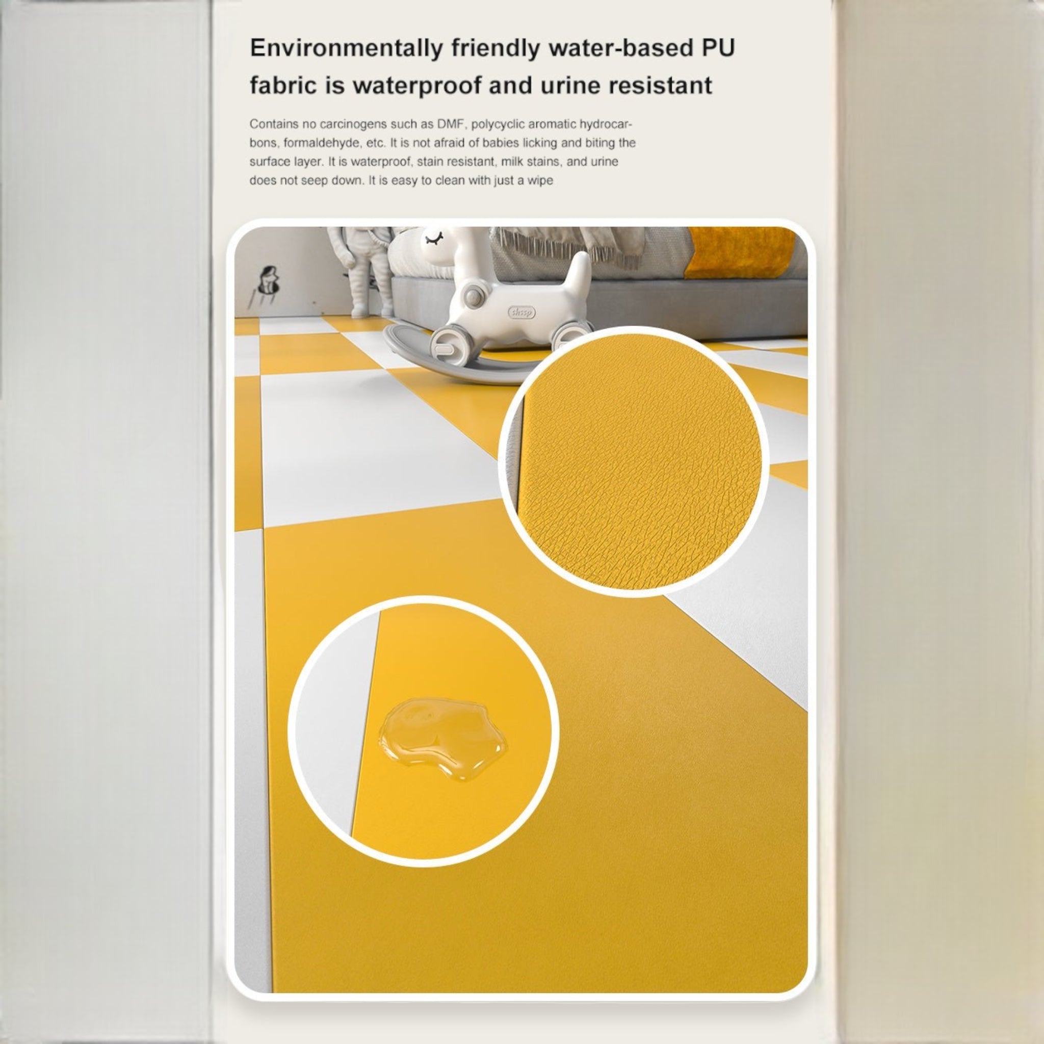 PU Leather Mat 4cm Thickness Crawling Kids Playmat Waterproof - Micky Mart