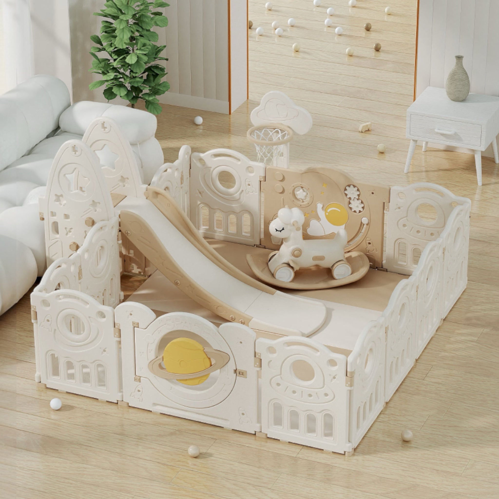 kids playpen 180x200 with gate slide rocking horse Australia.
