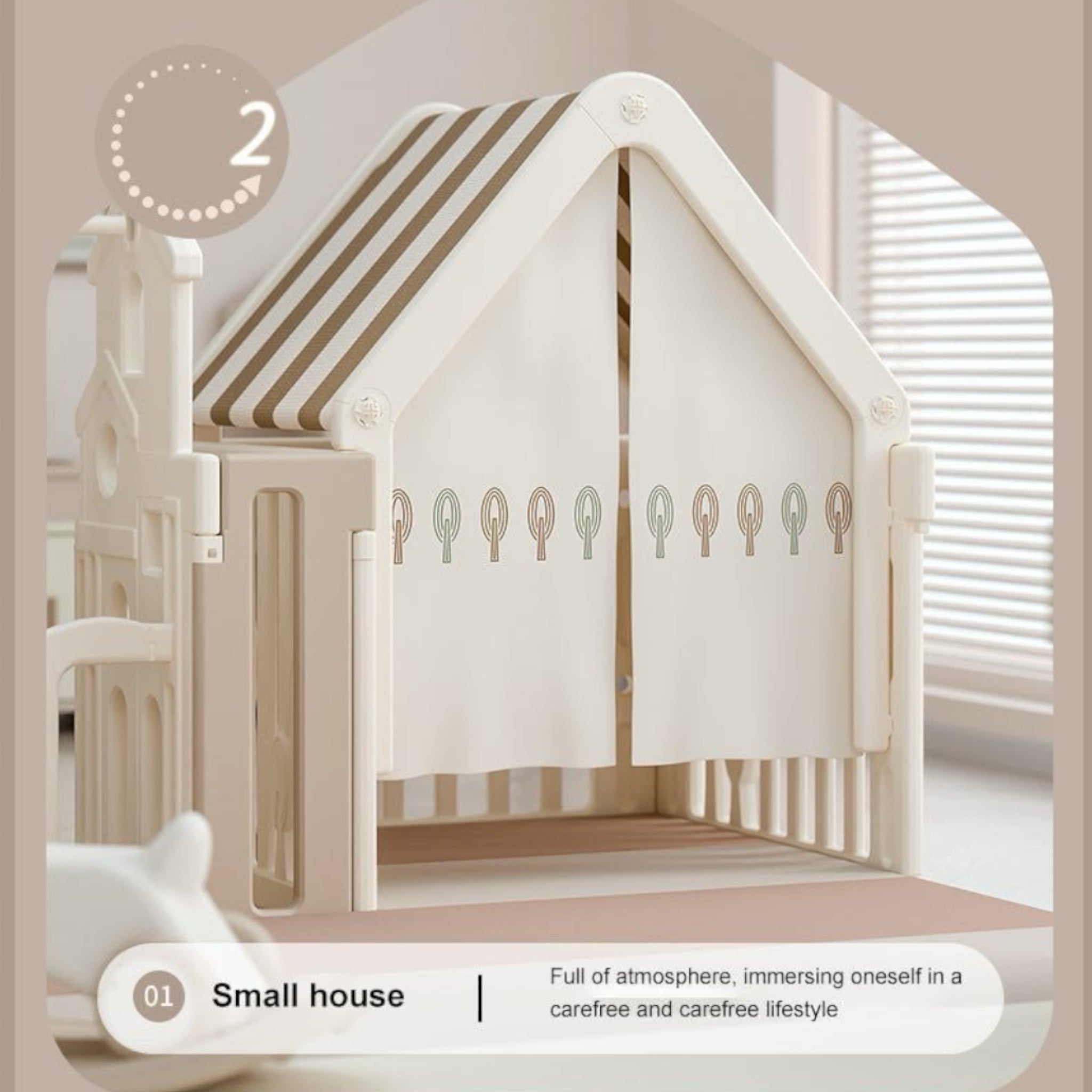 teddy bear playpen w small house glowing door bars Australia.