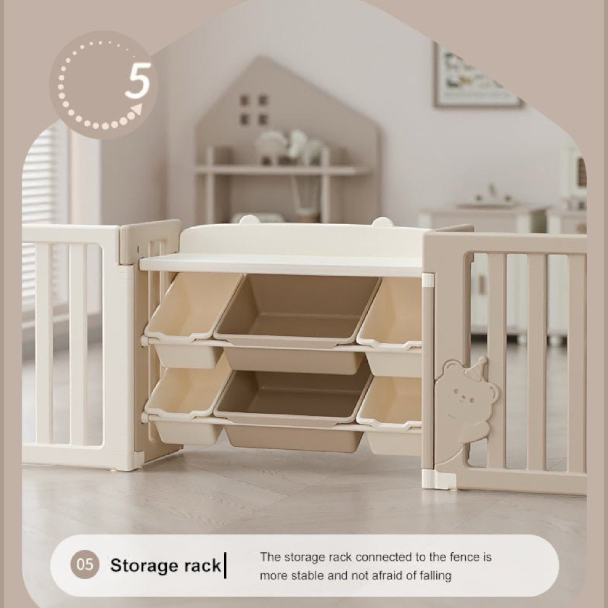 teddy bear playpen w small house glowing door bars Australia.