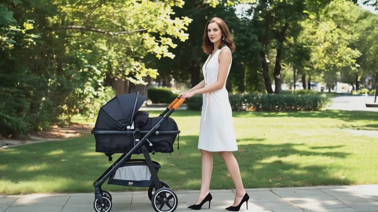 2-in-1 convertible pram and stroller (black) – bassinet and stroller combo