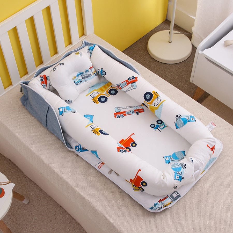 Portable Baby Nest With Pillow, Newborn Baby Lounger With Foldable Bag - Micky Mart
