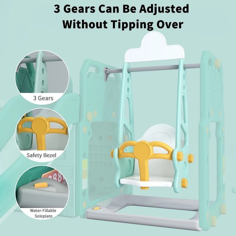 Blue Bus Shape Slide And Swing Playground Indoors And Outdoors Fun - Micky Mart