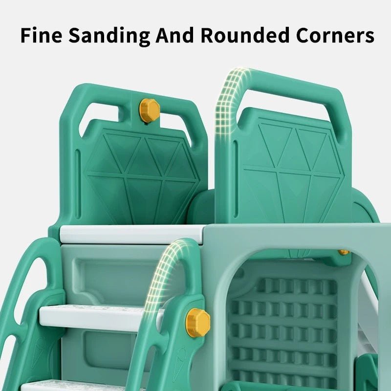 Blue Bus Shape Slide And Swing Playground Indoors And Outdoors Fun - Micky Mart