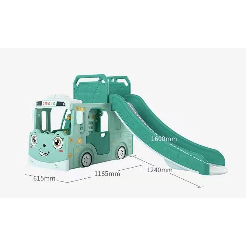 Blue Bus Shape Slide And Swing Playground Indoors And Outdoors Fun - Micky Mart