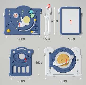 Kids Space Playpen With Slide Swing And Easel Entertainment Fun And Rocking Horse 180*200cm - Micky Mart