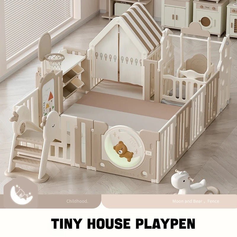 Glowing Teddy Bear 🧸 Playpen Combination With A Small House & More Features - Micky Mart