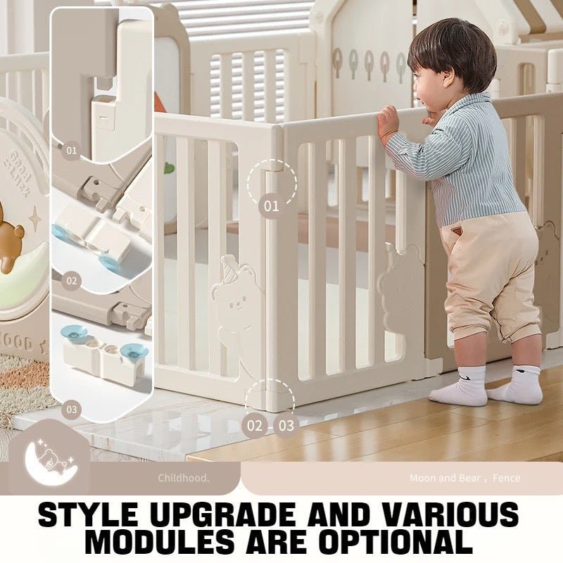 Glowing Teddy Bear 🧸 Playpen Combination With A Small House & More Features - Micky Mart