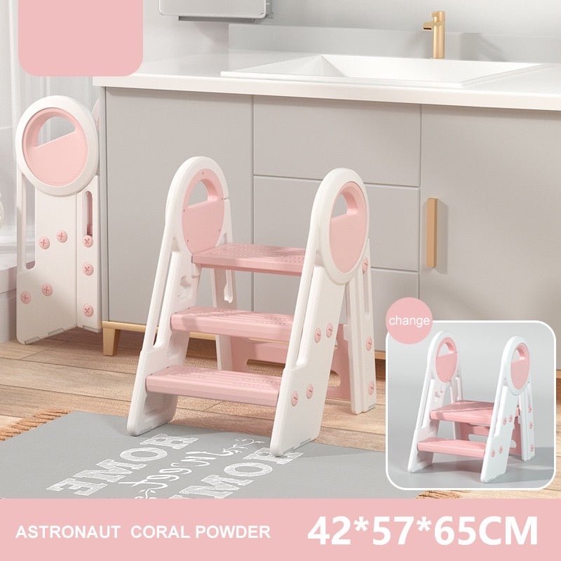 Multifunctional Child Toddler Learning Tower Non-slip Toilet Step Stool Plastic Folding Multi Heights 2 Step Stool Ladder - Micky Mart